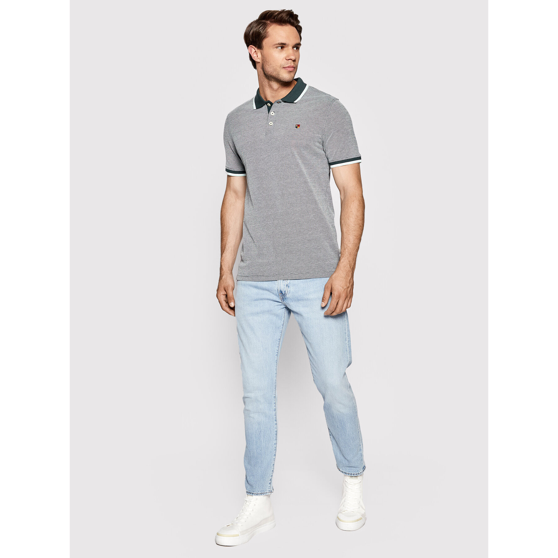 Jack&Jones PREMIUM Tricou polo Win 12169064 Verde Regular Fit - Pled.ro