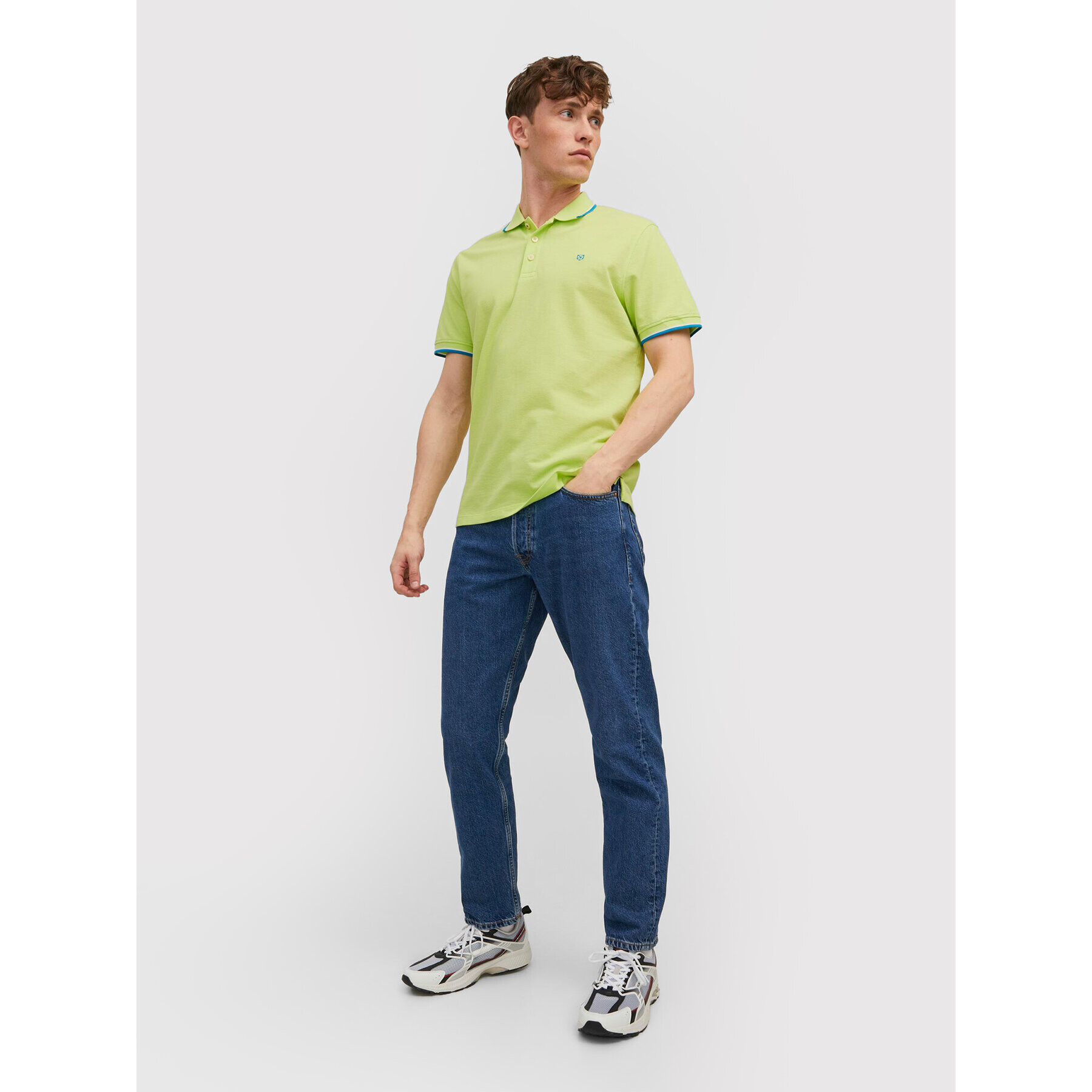 Jack&Jones PREMIUM Tricou polo Bluwin 12169064 Verde Regular Fit - Pled.ro