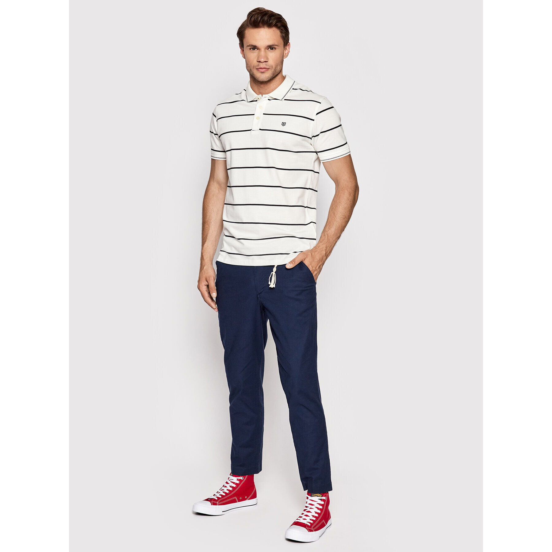 Jack&Jones PREMIUM Tricou polo Win 12190262 Alb Regular Fit - Pled.ro