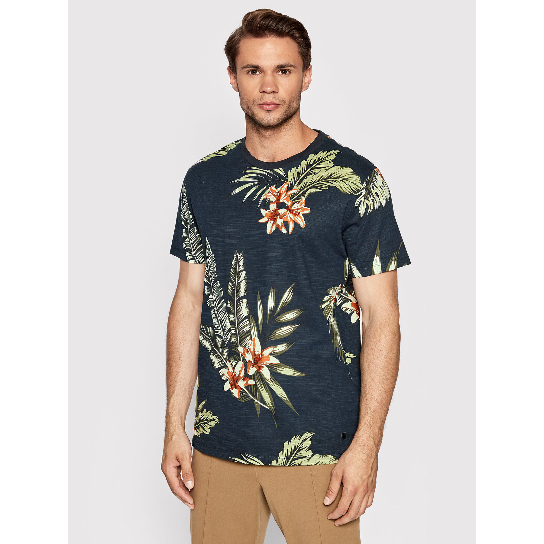 Jack&Jones PREMIUM Tricou Tropic 12203764 Bleumarin Regular Fit - Pled.ro