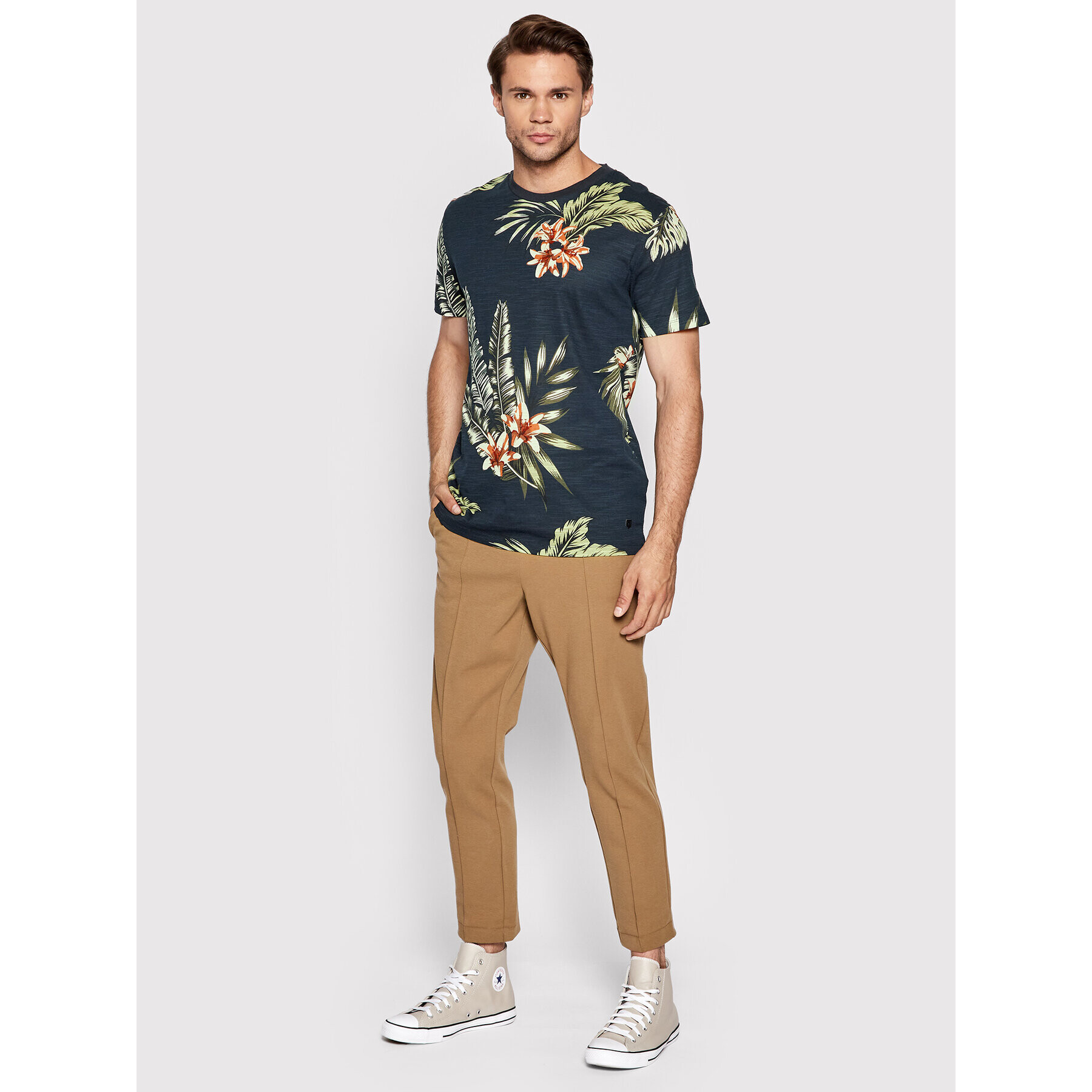 Jack&Jones PREMIUM Tricou Tropic 12203764 Bleumarin Regular Fit - Pled.ro