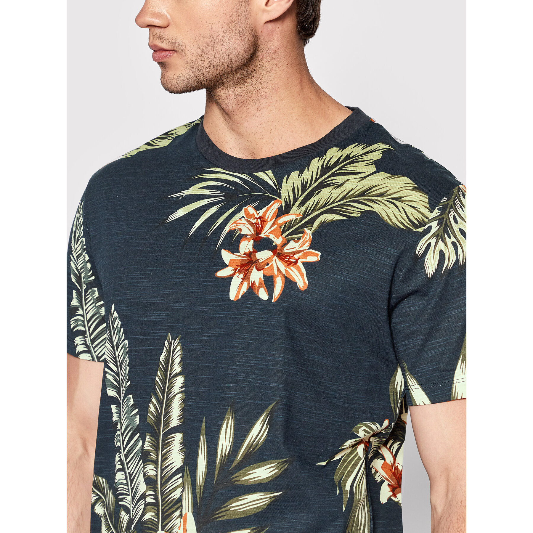 Jack&Jones PREMIUM Tricou Tropic 12203764 Bleumarin Regular Fit - Pled.ro