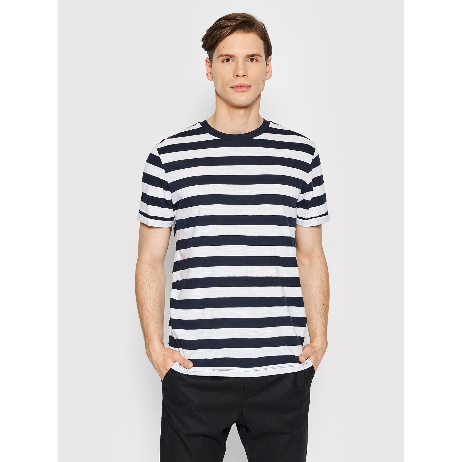 Jack&Jones PREMIUM Tricou Tropic 12203778 Bleumarin Regular Fit - Pled.ro