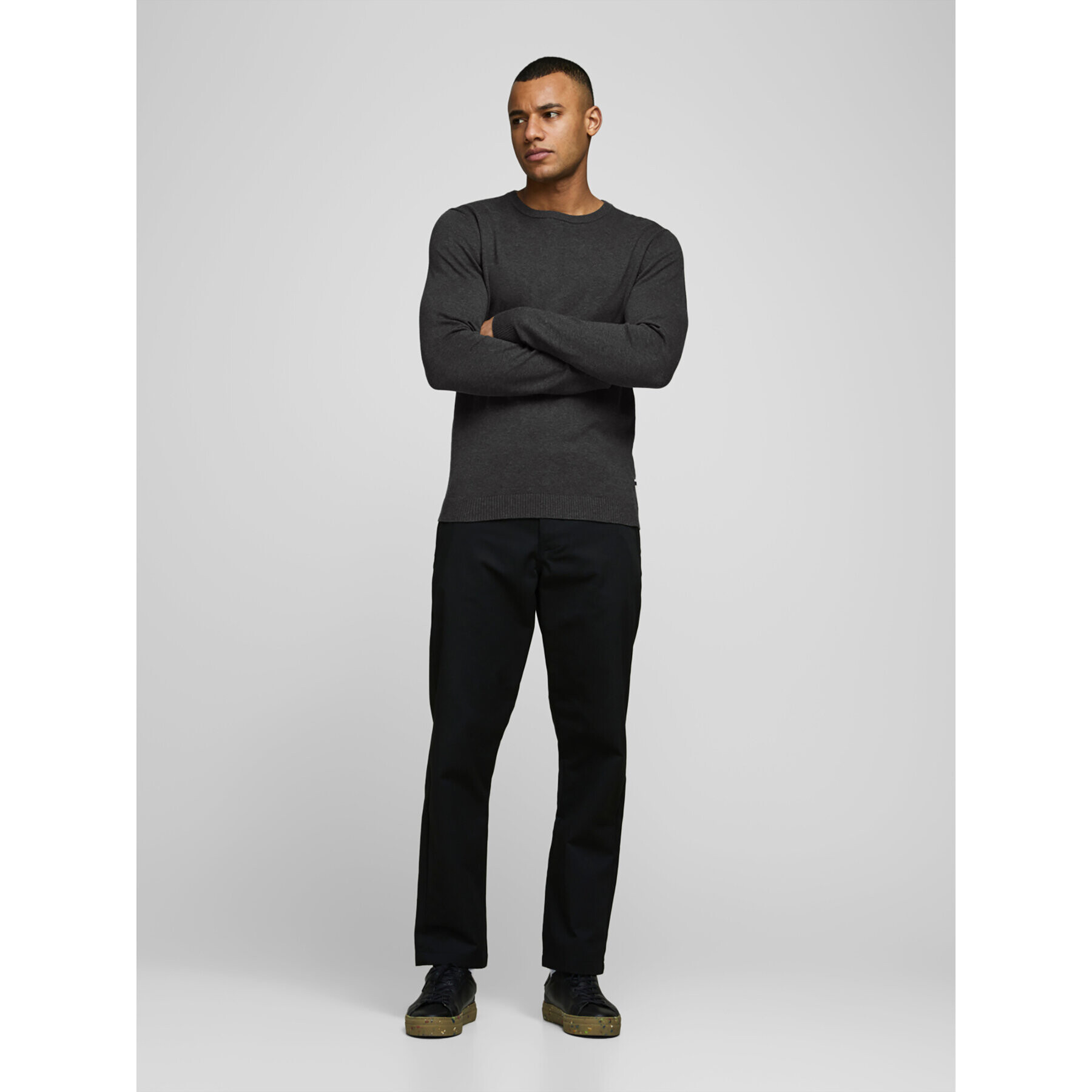 Jack&Jones Pulover Basic 12137190 Gri Regular Fit - Pled.ro