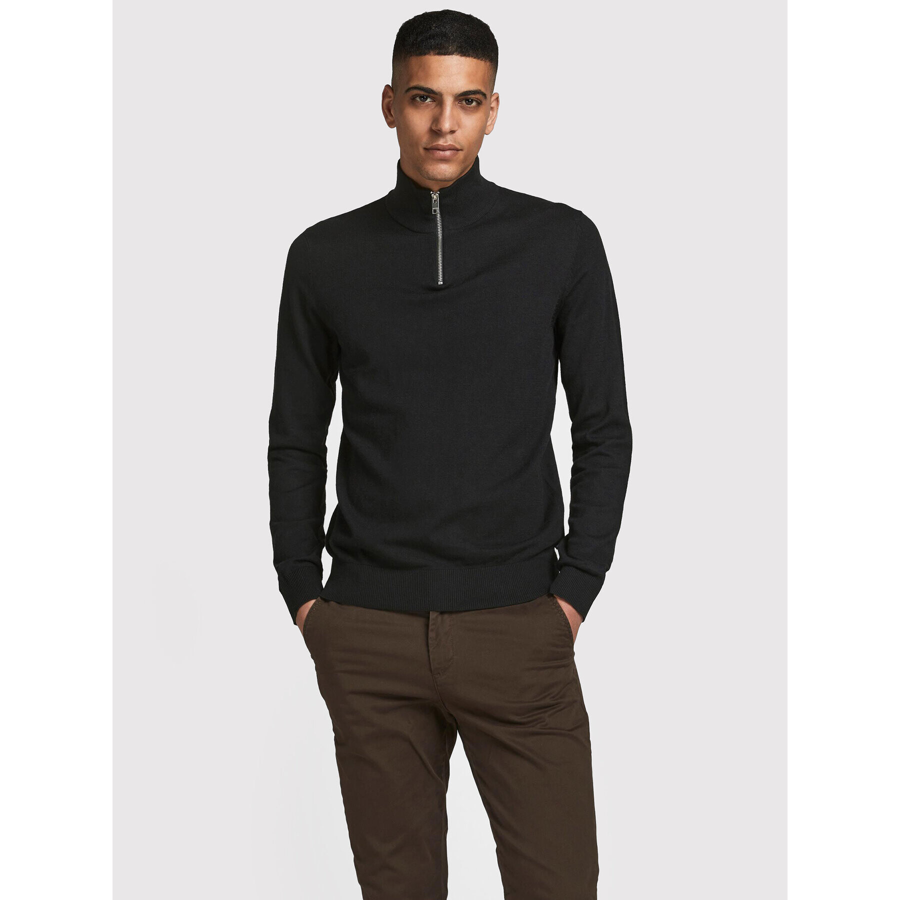 Jack&Jones Pulover Emil 12189339 Negru Regular Fit - Pled.ro