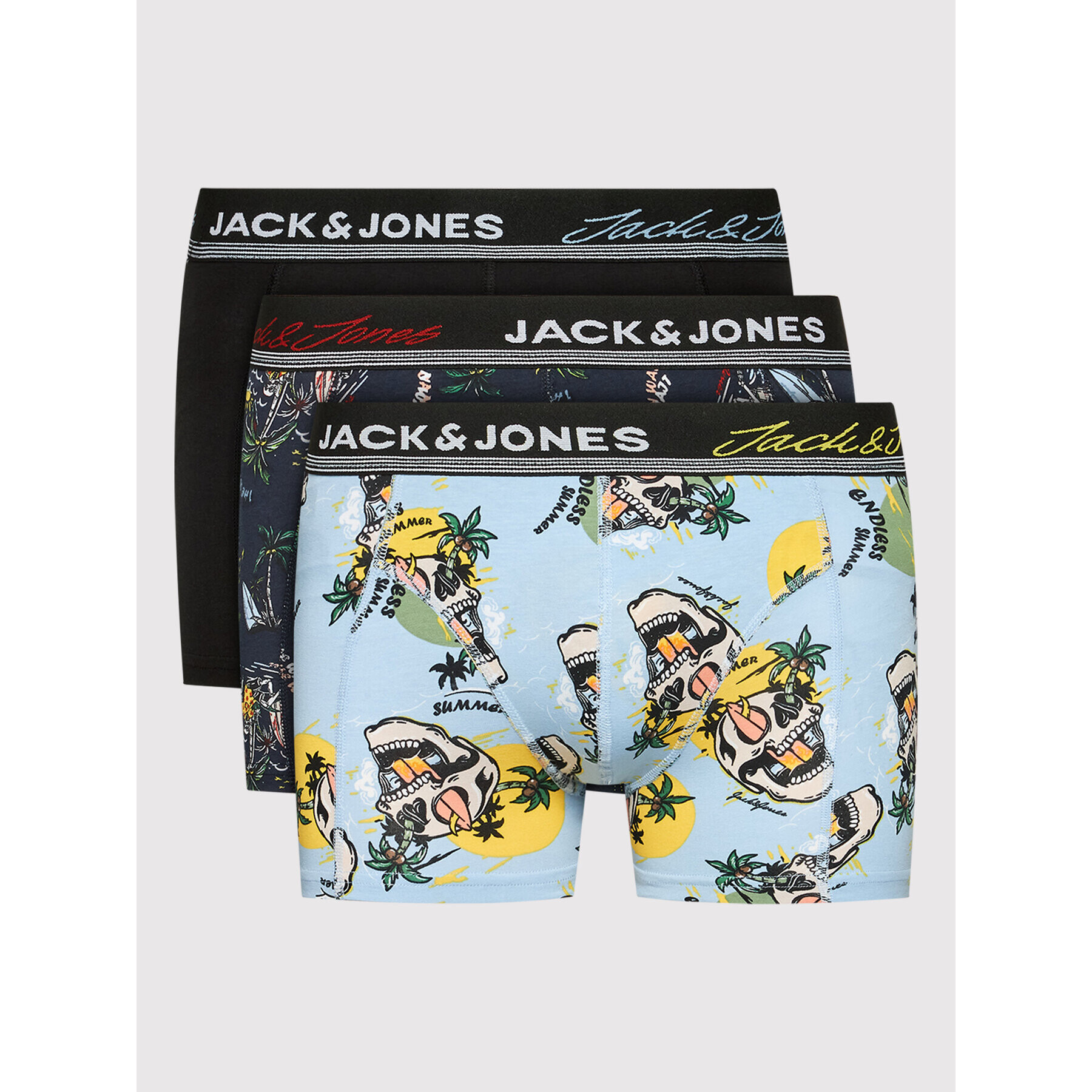 Jack&Jones Set 3 perechi de boxeri Ryder Skull 12210095 Colorat - Pled.ro