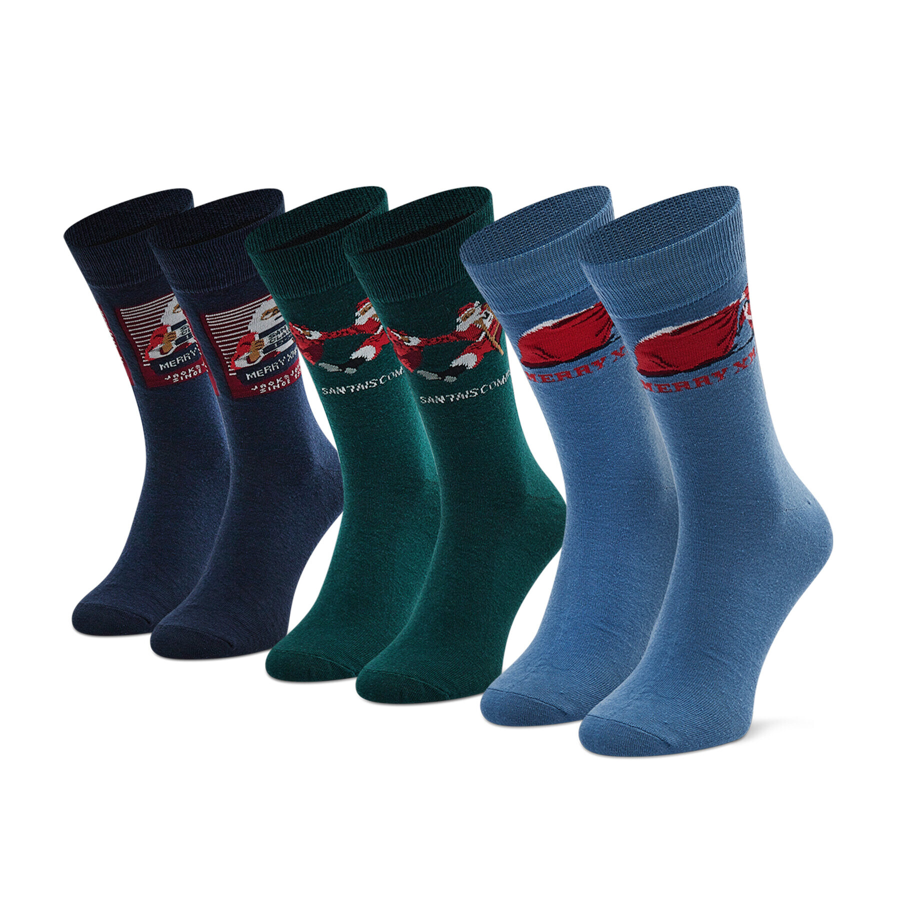 Jack&Jones Set de 3 perechi de șosete lungi pentru bărbați Jacsanta Claus Sock Giftbox 12198046 Negru - Pled.ro