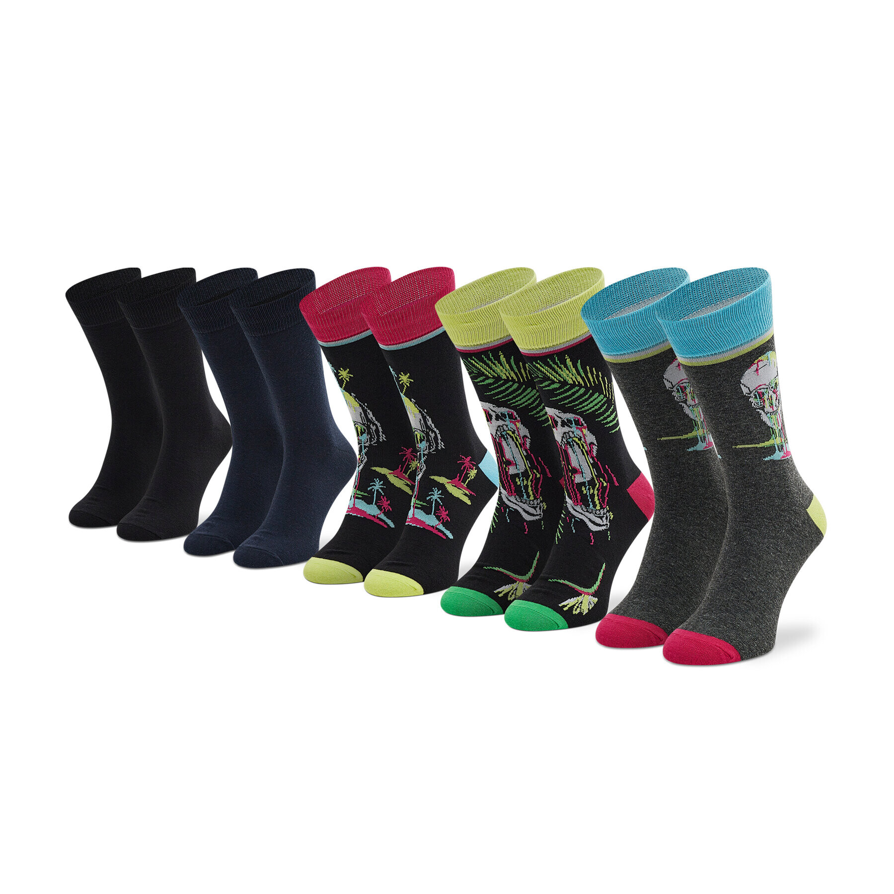 Jack&Jones Set de 5 perechi de șosete lungi pentru bărbați Jacmelting Skull Sock 5-Pack 12205273 Bleumarin - Pled.ro