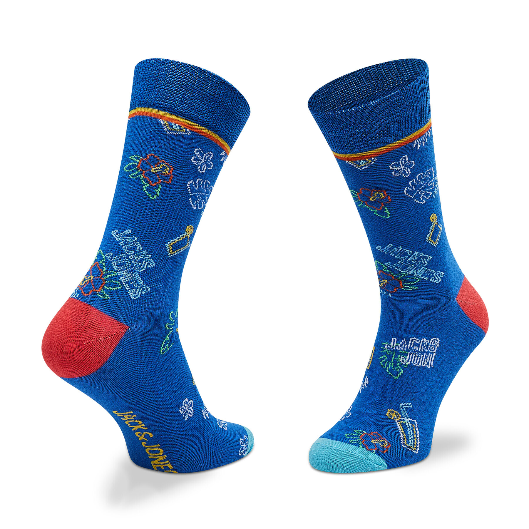 Jack&Jones Set de 5 perechi de șosete lungi pentru bărbați Jacneon Tropical Sock 5-Pack 12205282 Bleumarin - Pled.ro