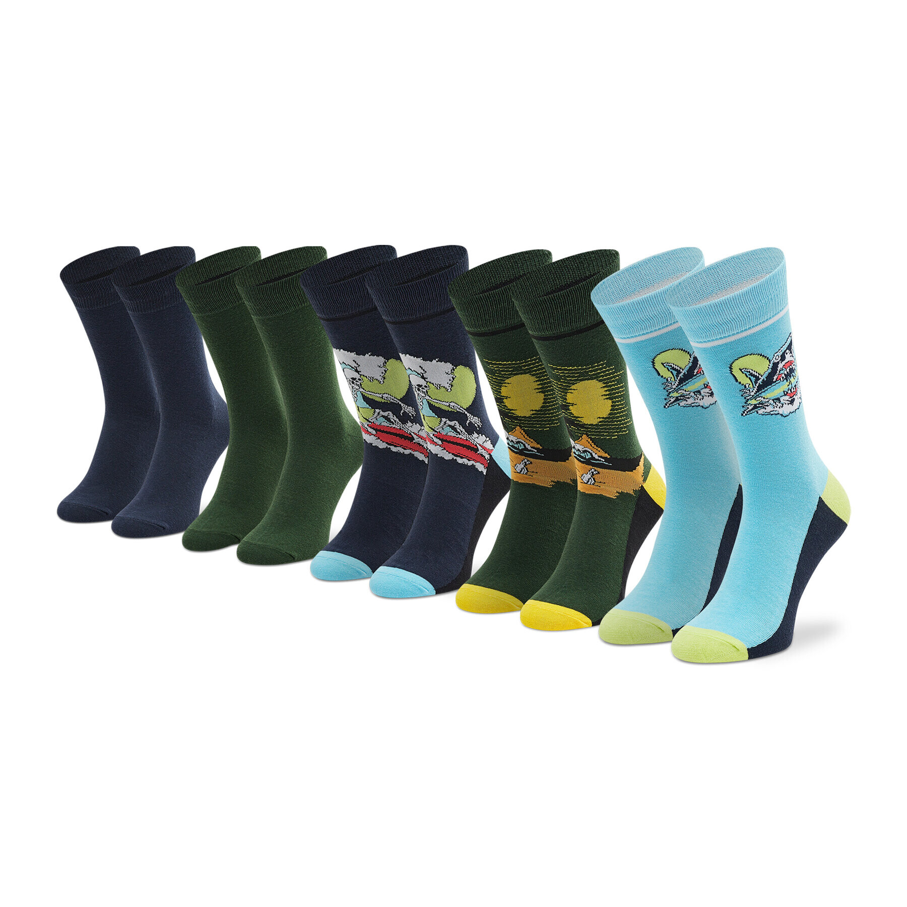 Jack&Jones Set de 5 perechi de șosete lungi pentru bărbați Jacwave Skull Sock 12205322 r.OS Bleumarin - Pled.ro