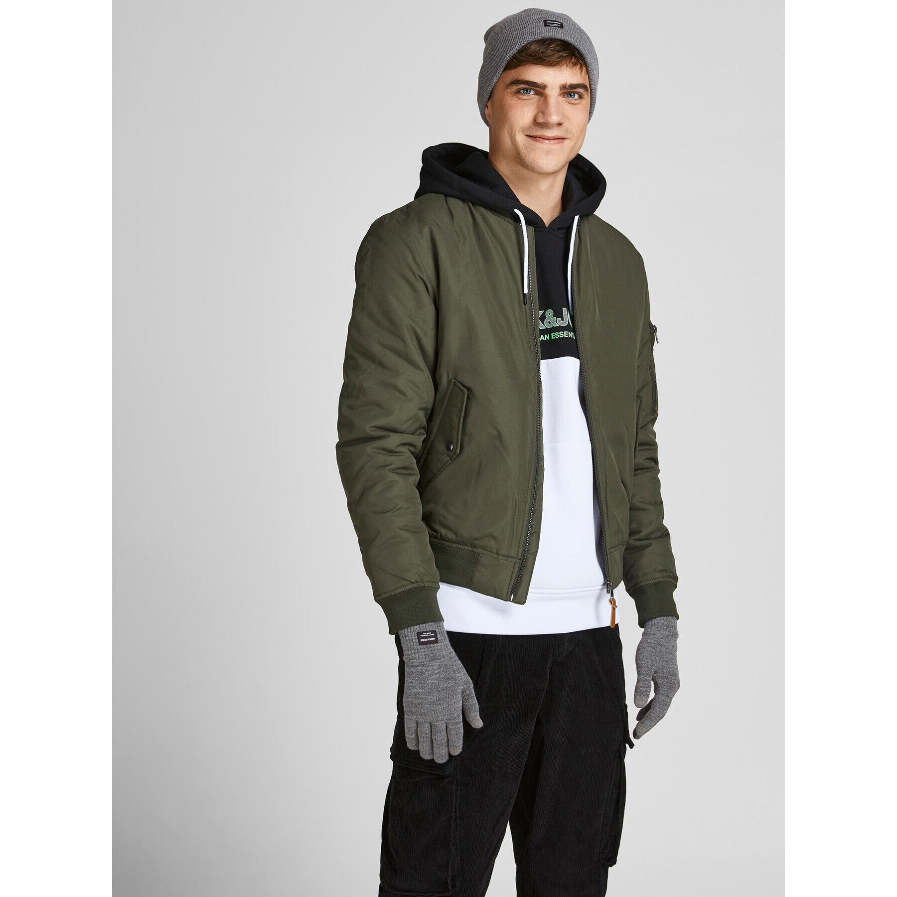 Jack&Jones Set mănuși și căciulă 12168383 Gri - Pled.ro