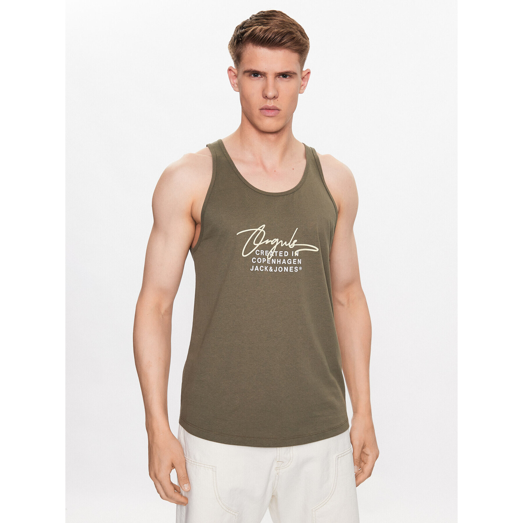 Jack&Jones Tank top Splash 12235520 Verde Standard Fit - Pled.ro