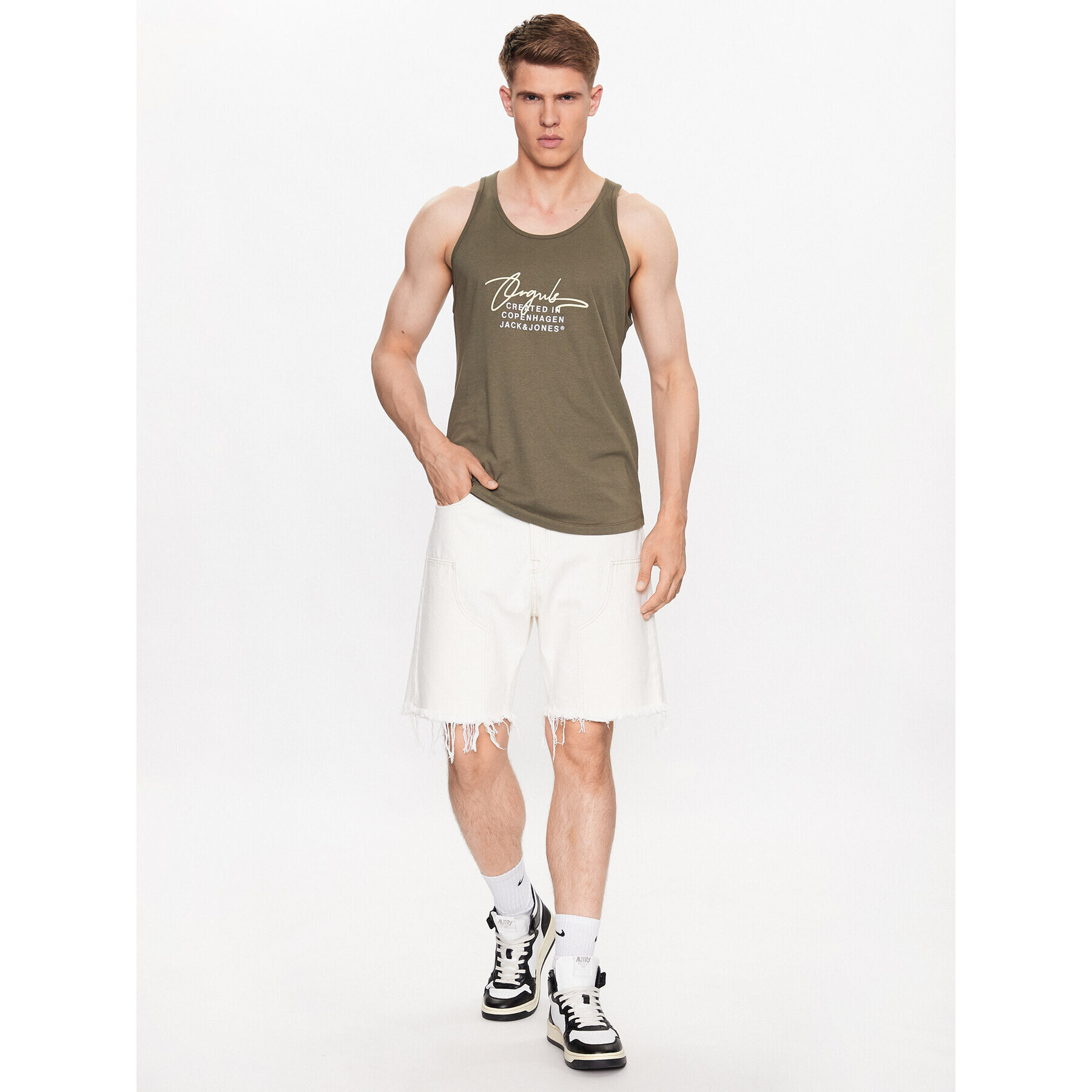 Jack&Jones Tank top Splash 12235520 Verde Standard Fit - Pled.ro