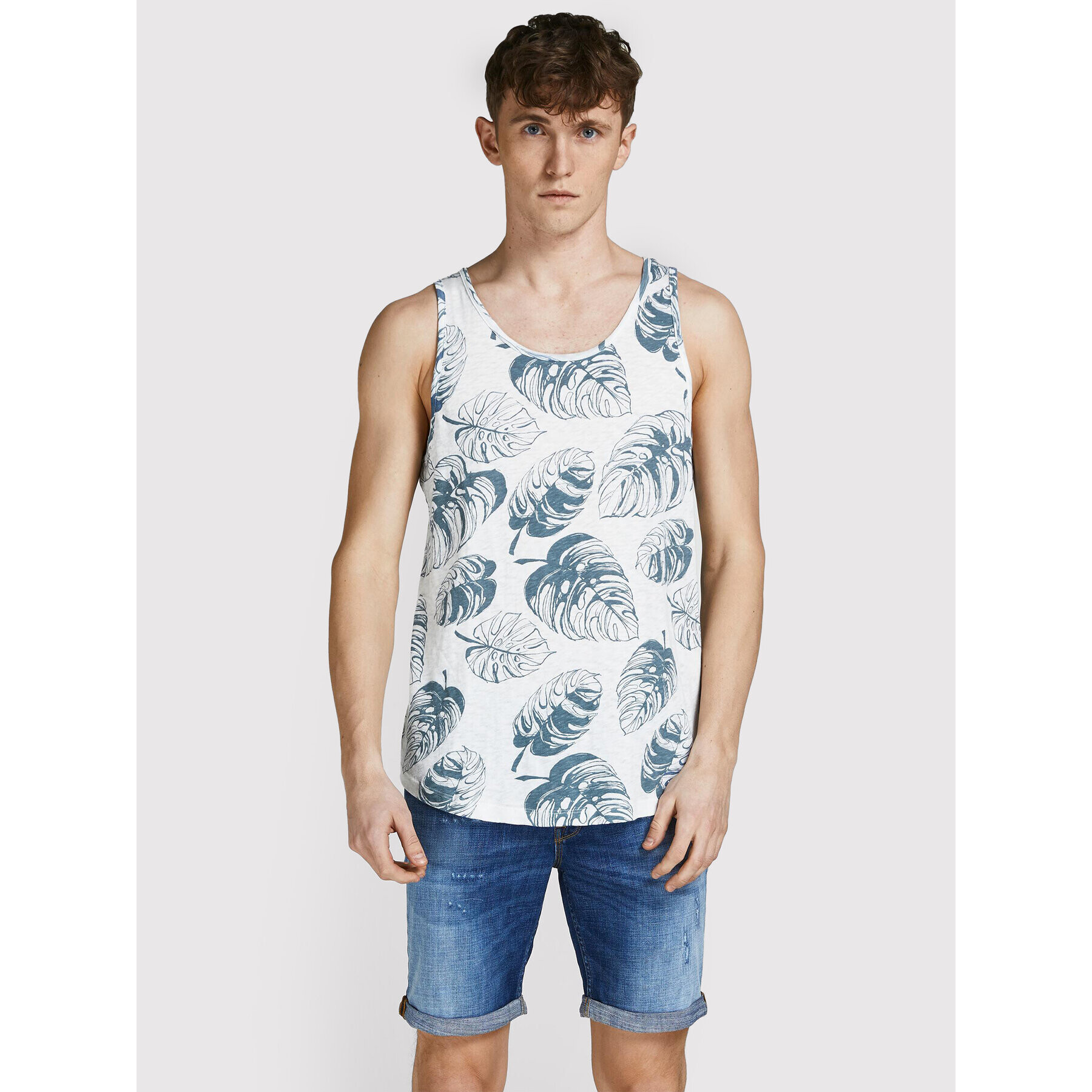 Jack&Jones Tank top Brezzy 12209638 Alb Regular Fit - Pled.ro