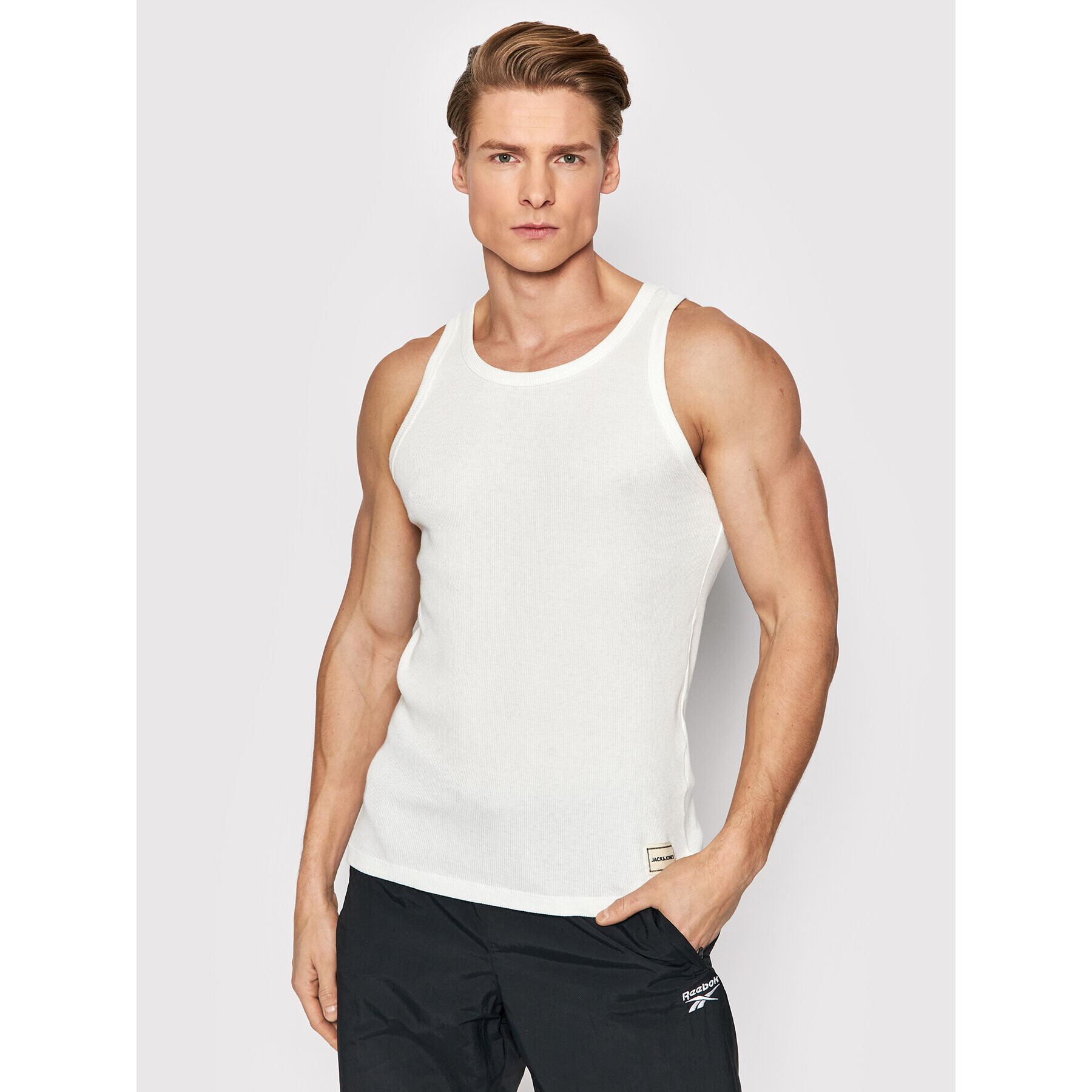 Jack&Jones Tank top Henrik Henley 12206127 Alb Regular Fit - Pled.ro