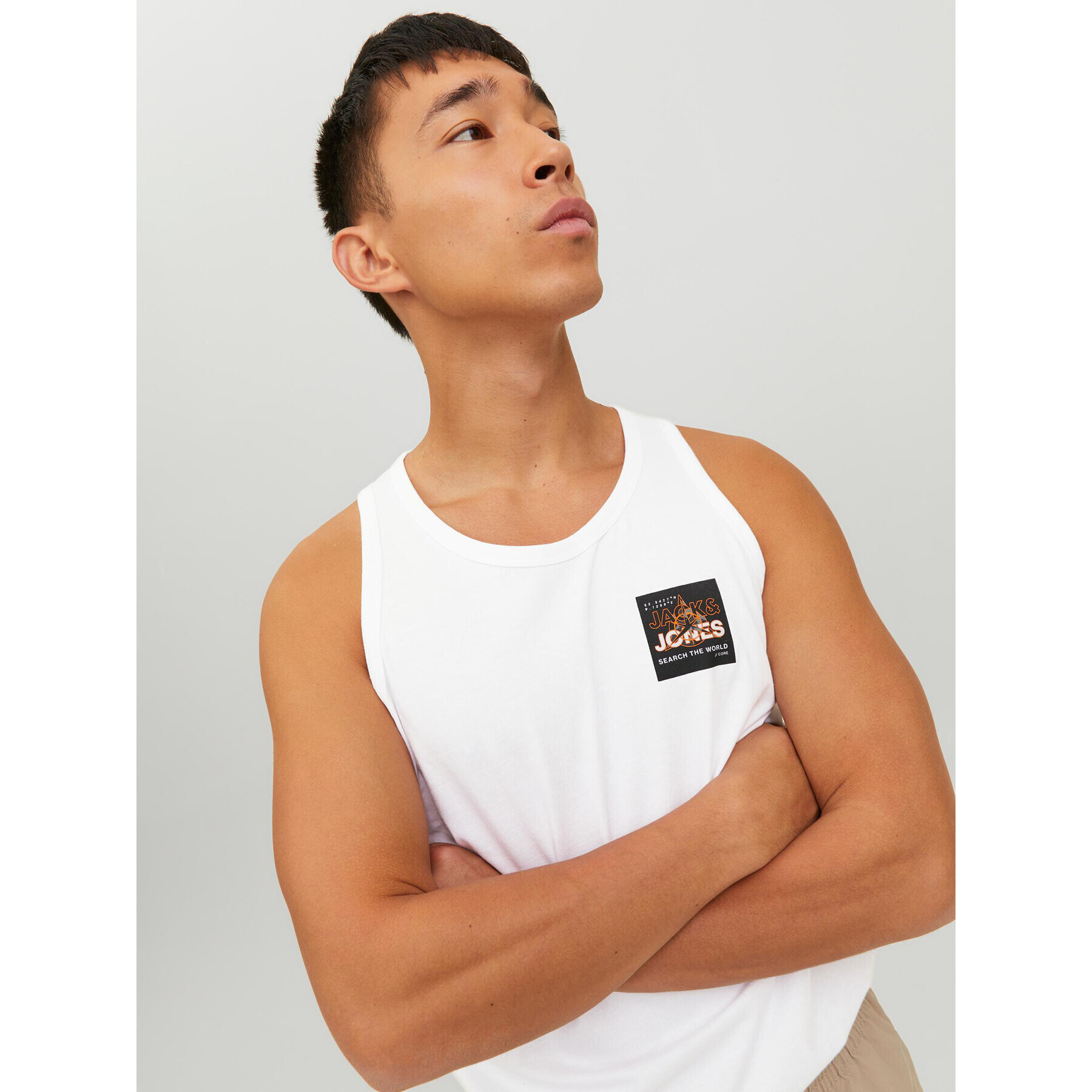 Jack&Jones Tank top Hunt 12228394 Alb Standard Fit - Pled.ro