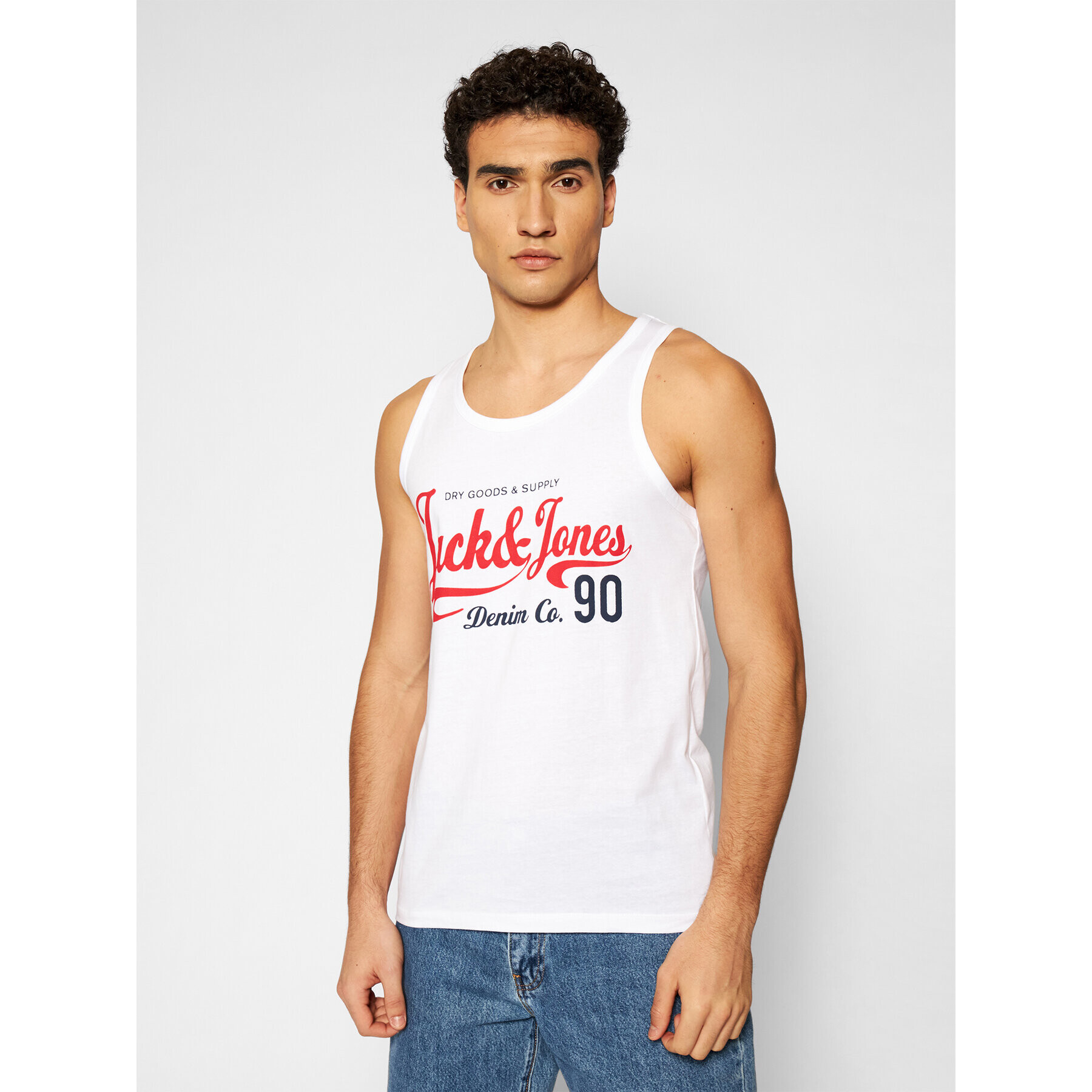 Jack&Jones Tank top Moon 12182341 Alb Regular Fit - Pled.ro