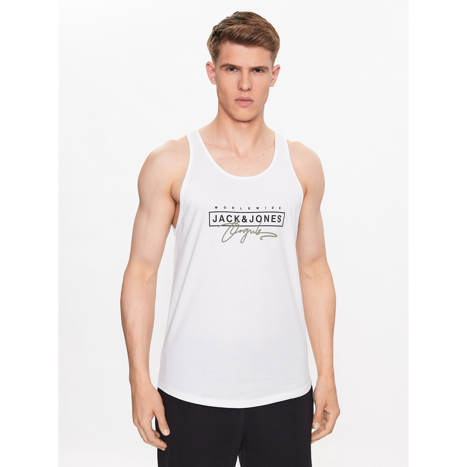 Jack&Jones Tank top Splash 12235520 Alb Standard Fit - Pled.ro