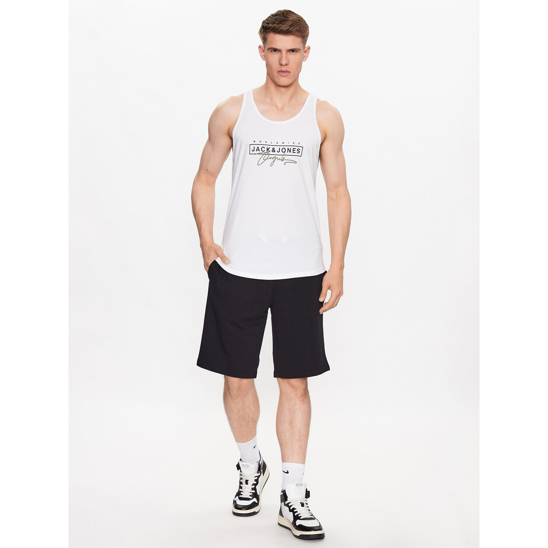 Jack&Jones Tank top Splash 12235520 Alb Standard Fit - Pled.ro