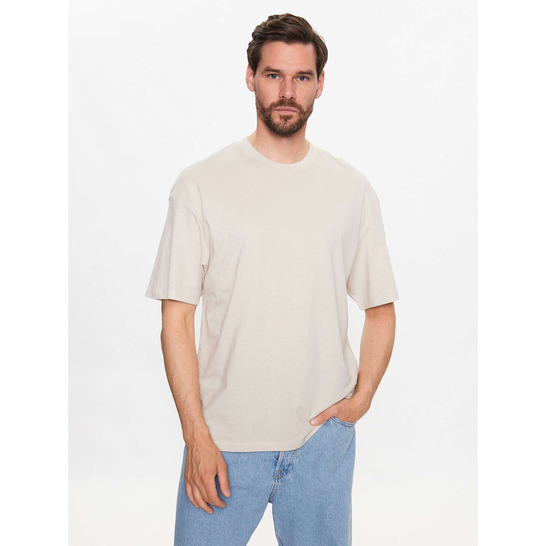 Jack&Jones Tricou Brink 12185628 Bej Loose Fit - Pled.ro