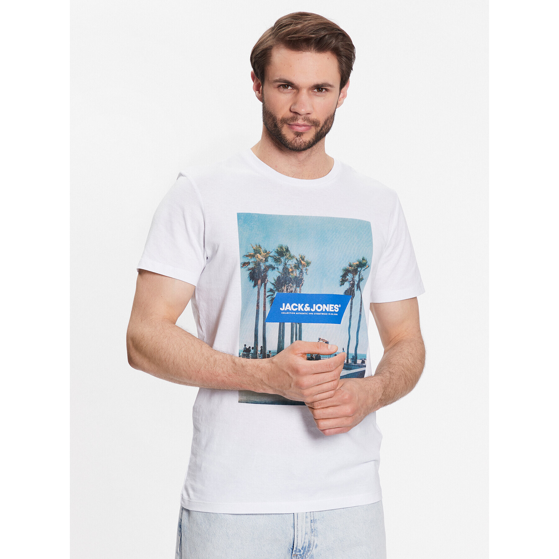 Jack&Jones Tricou Gem 12221007 Alb Regular Fit - Pled.ro