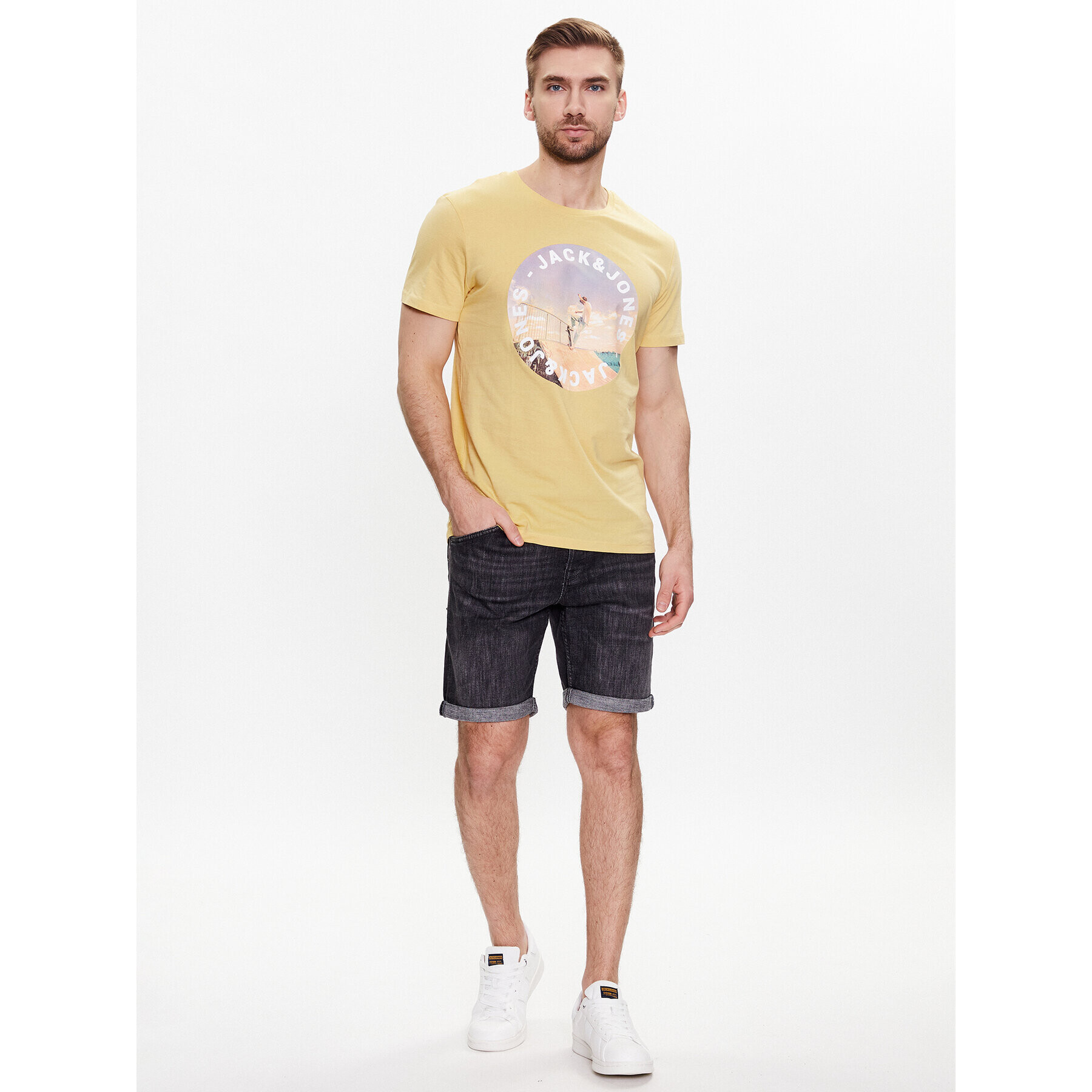 Jack&Jones Tricou Gem 12221007 Galben Regular Fit - Pled.ro