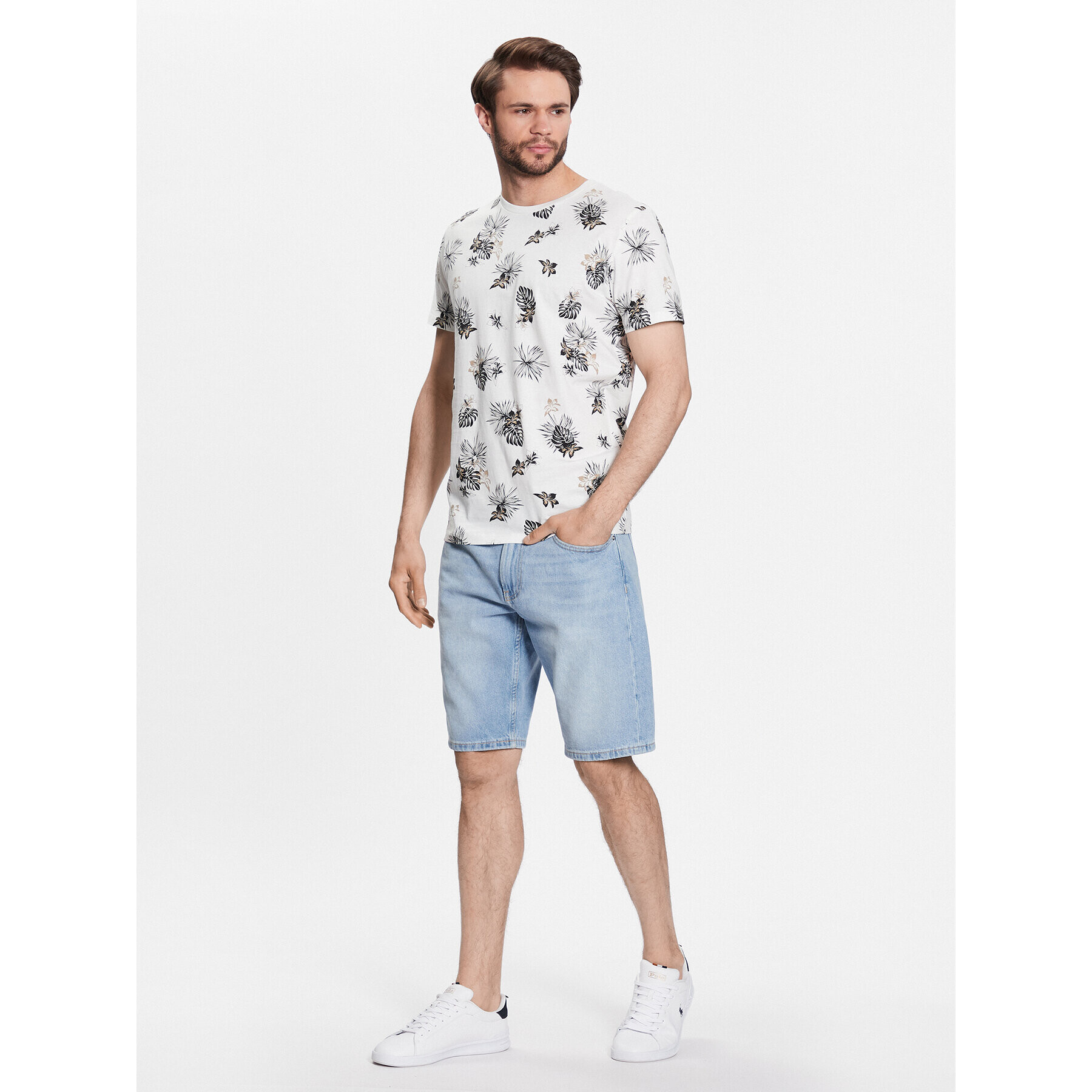 Jack&Jones Tricou Tropicana 12223932 Alb Regular Fit - Pled.ro