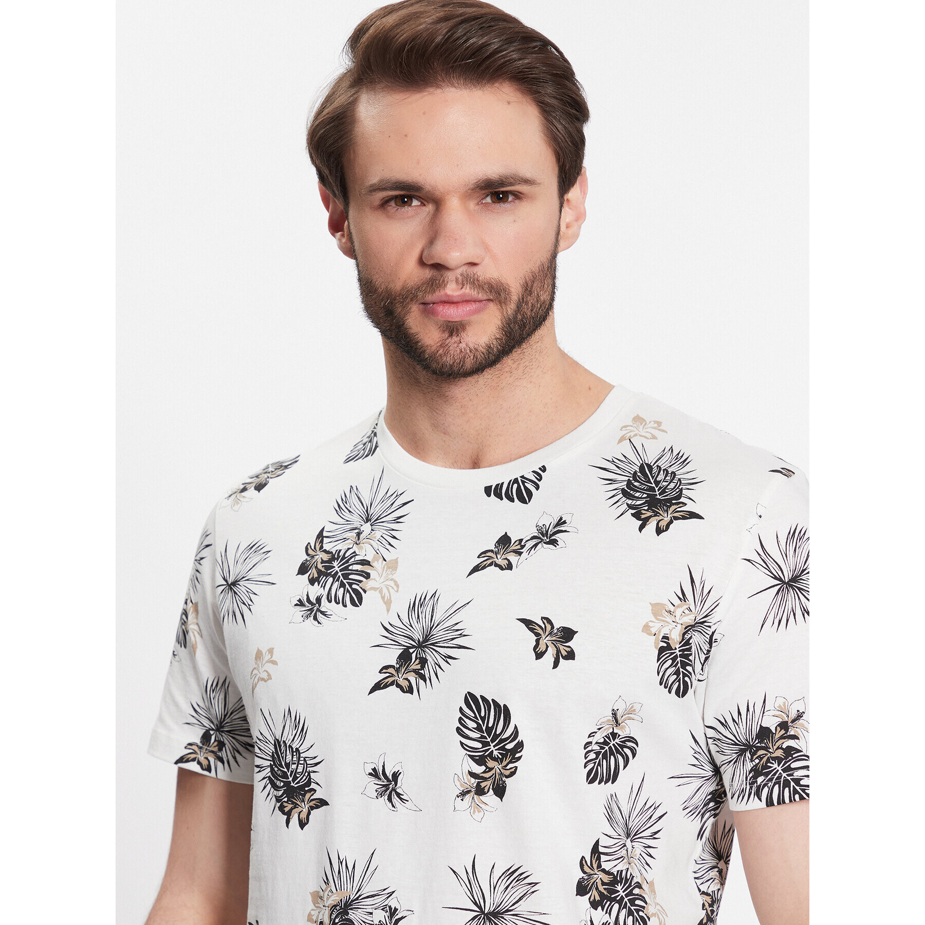 Jack&Jones Tricou Tropicana 12223932 Alb Regular Fit - Pled.ro