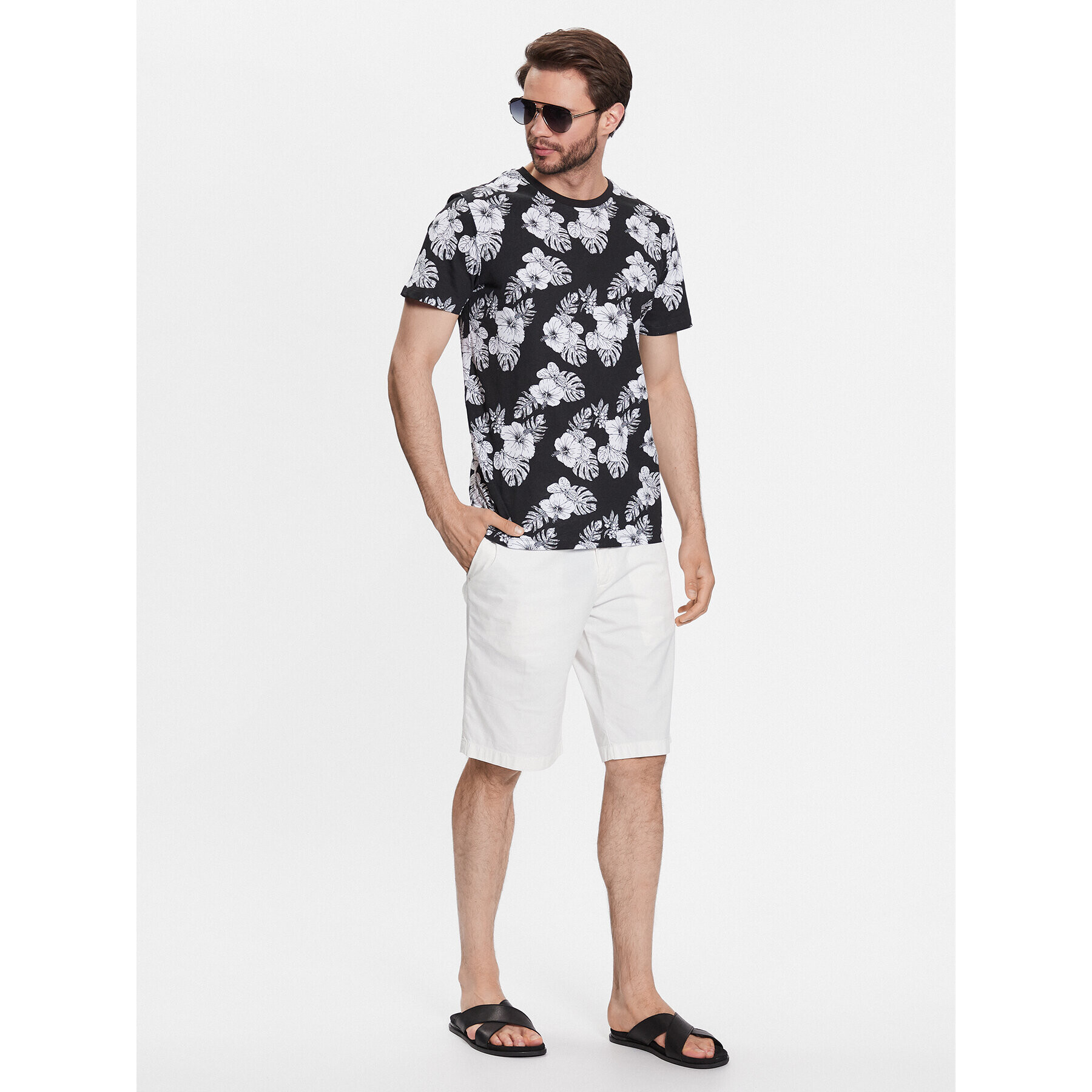 Jack&Jones Tricou Tropicana 12223932 Negru Regular Fit - Pled.ro