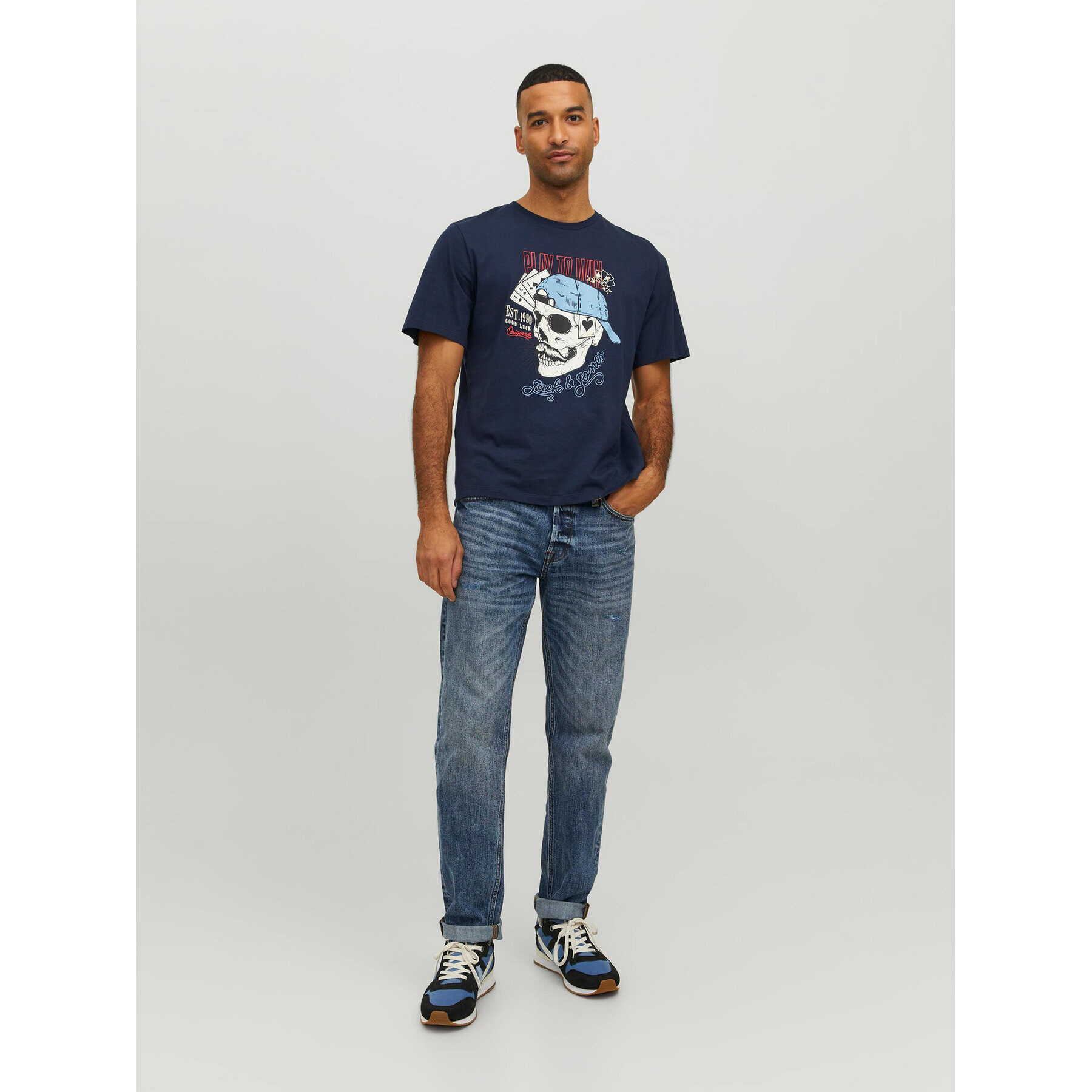 Jack&Jones Tricou Roxbury 12227779 Bleumarin Regular Fit - Pled.ro