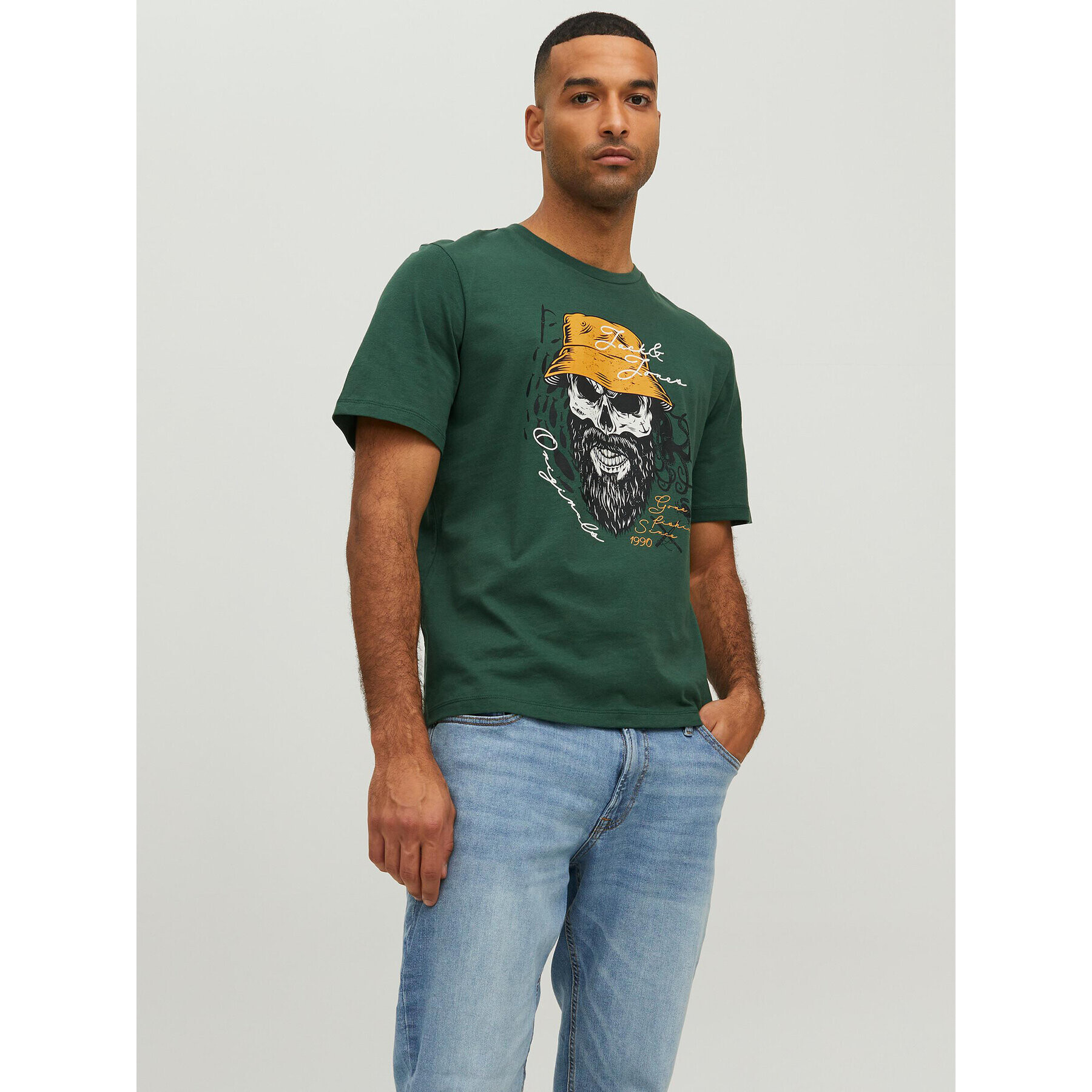 Jack&Jones Tricou Roxbury 12227779 Verde Regular Fit - Pled.ro