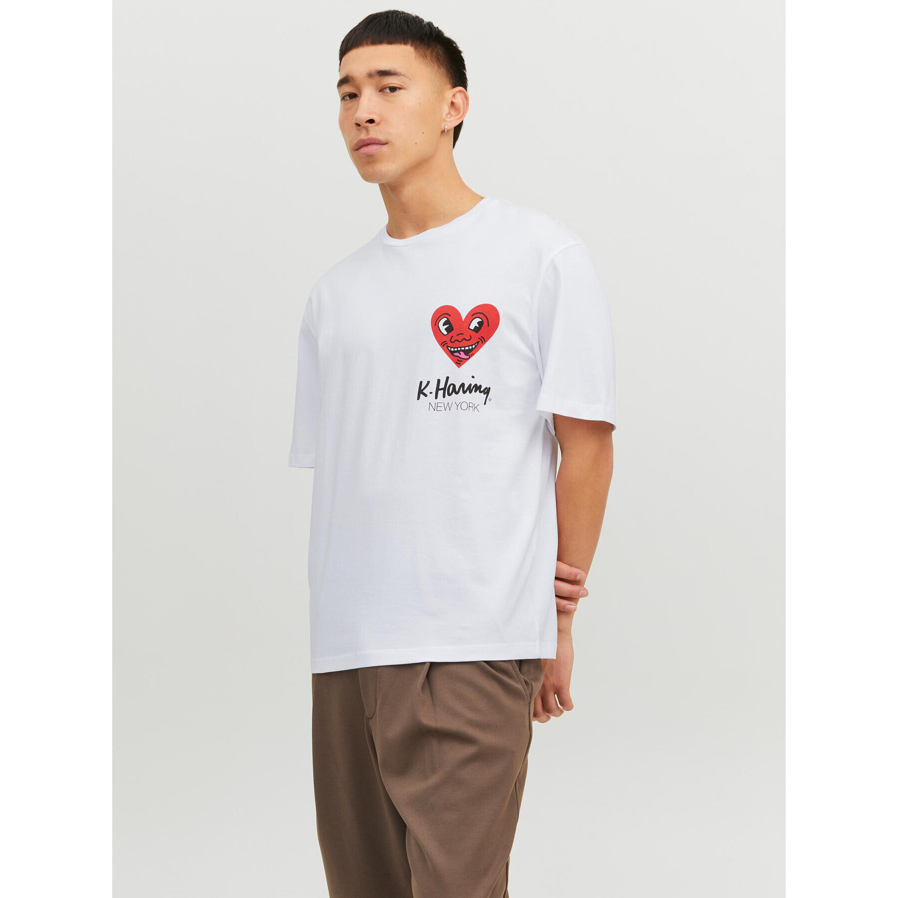 Jack&Jones Tricou Keith Haring 12230685 Alb Relaxed Fit - Pled.ro