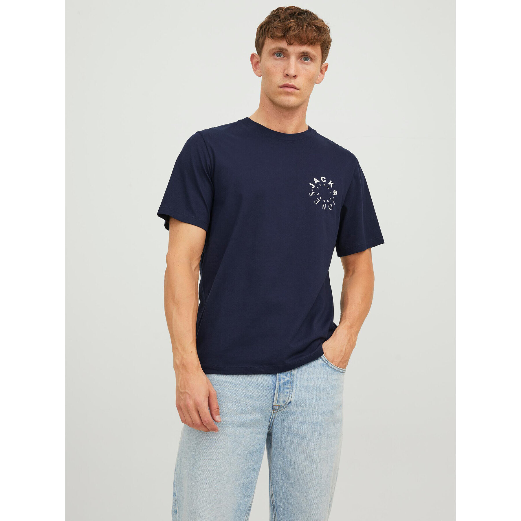 Jack&Jones Tricou 12242554 Bleumarin Regular Fit - Pled.ro