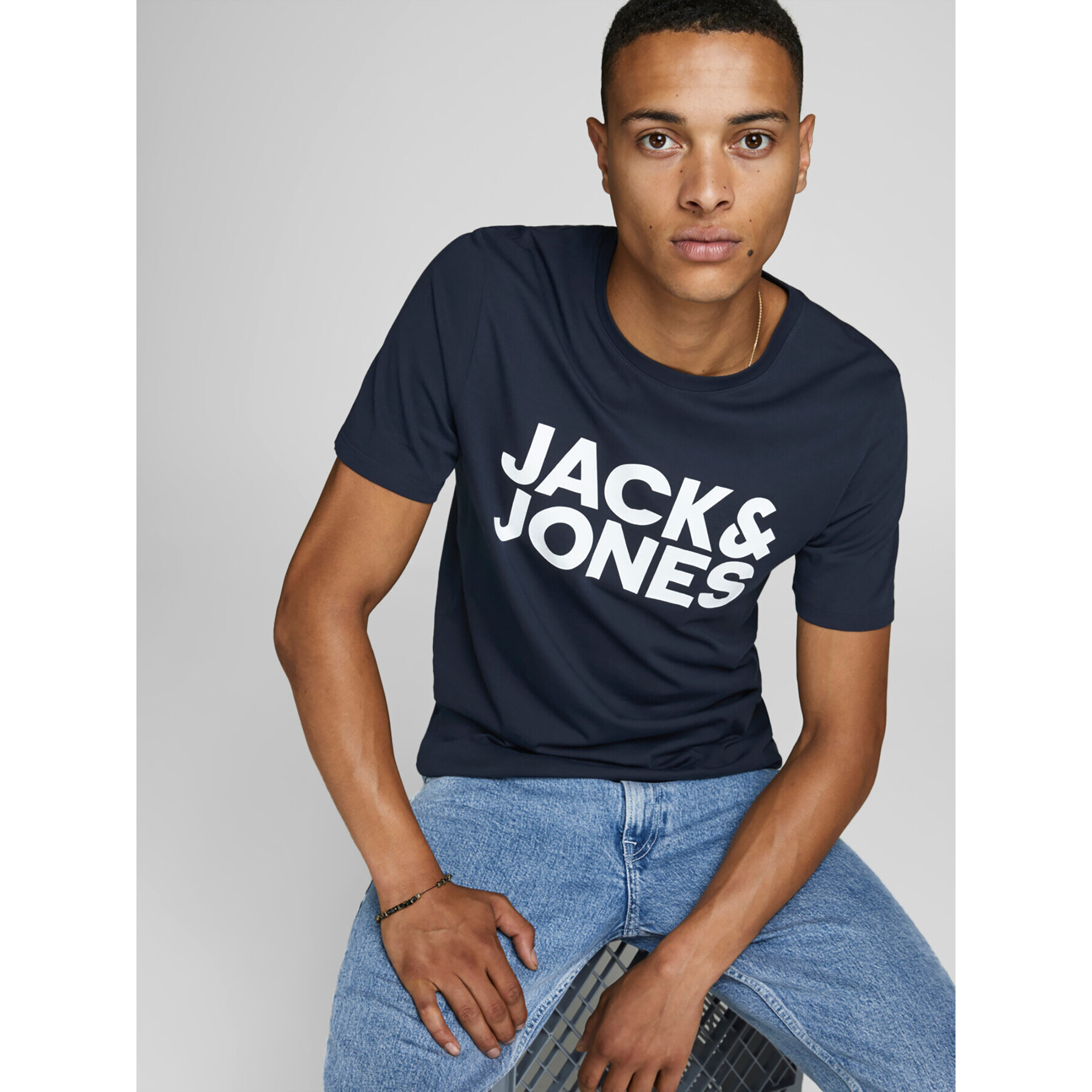 Jack&Jones Tricou Corp 12151955 Bleumarin Slim Fit - Pled.ro