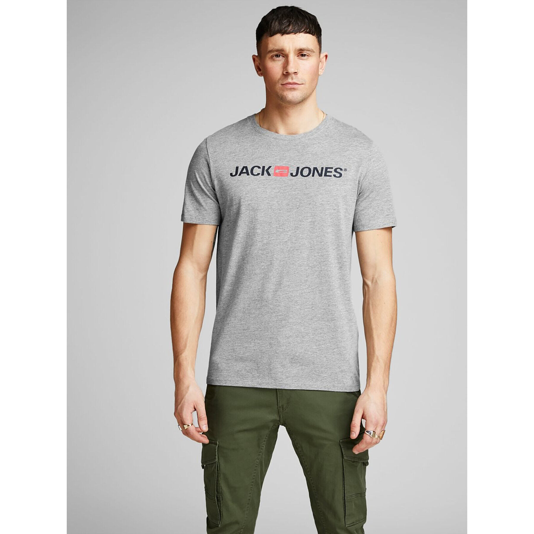 Jack&Jones Tricou Corp Logo 12137126 Gri Slim Fit - Pled.ro