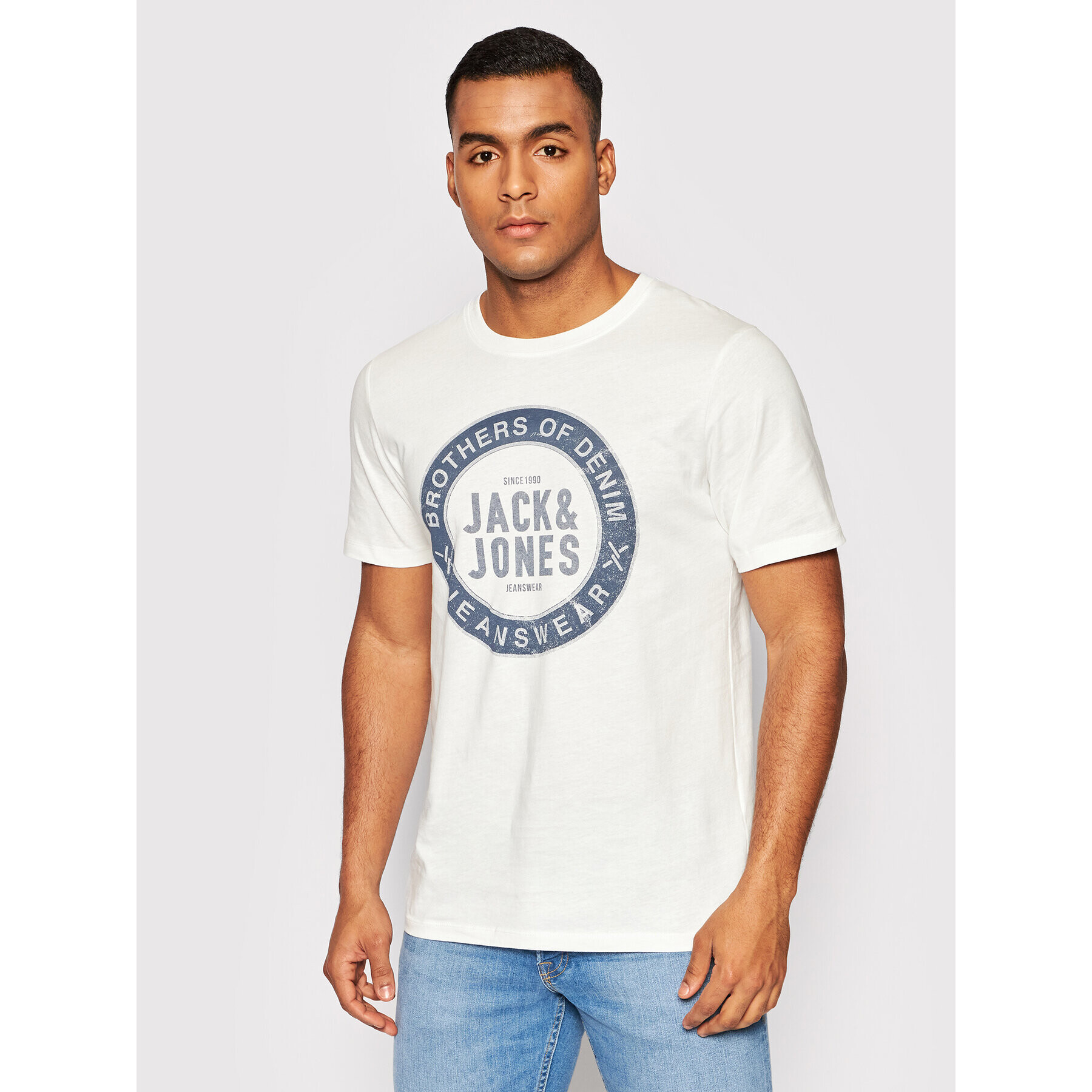 Jack&Jones Tricou Jeans 12190510 Alb Slim Fit - Pled.ro