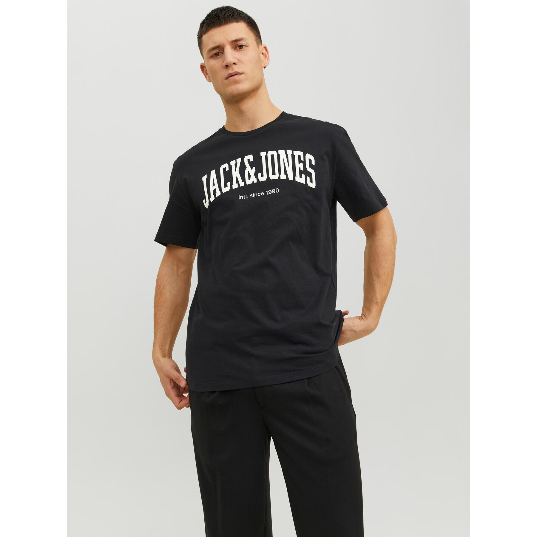 Jack&Jones Tricou Josh 12236514 Negru Relaxed Fit - Pled.ro