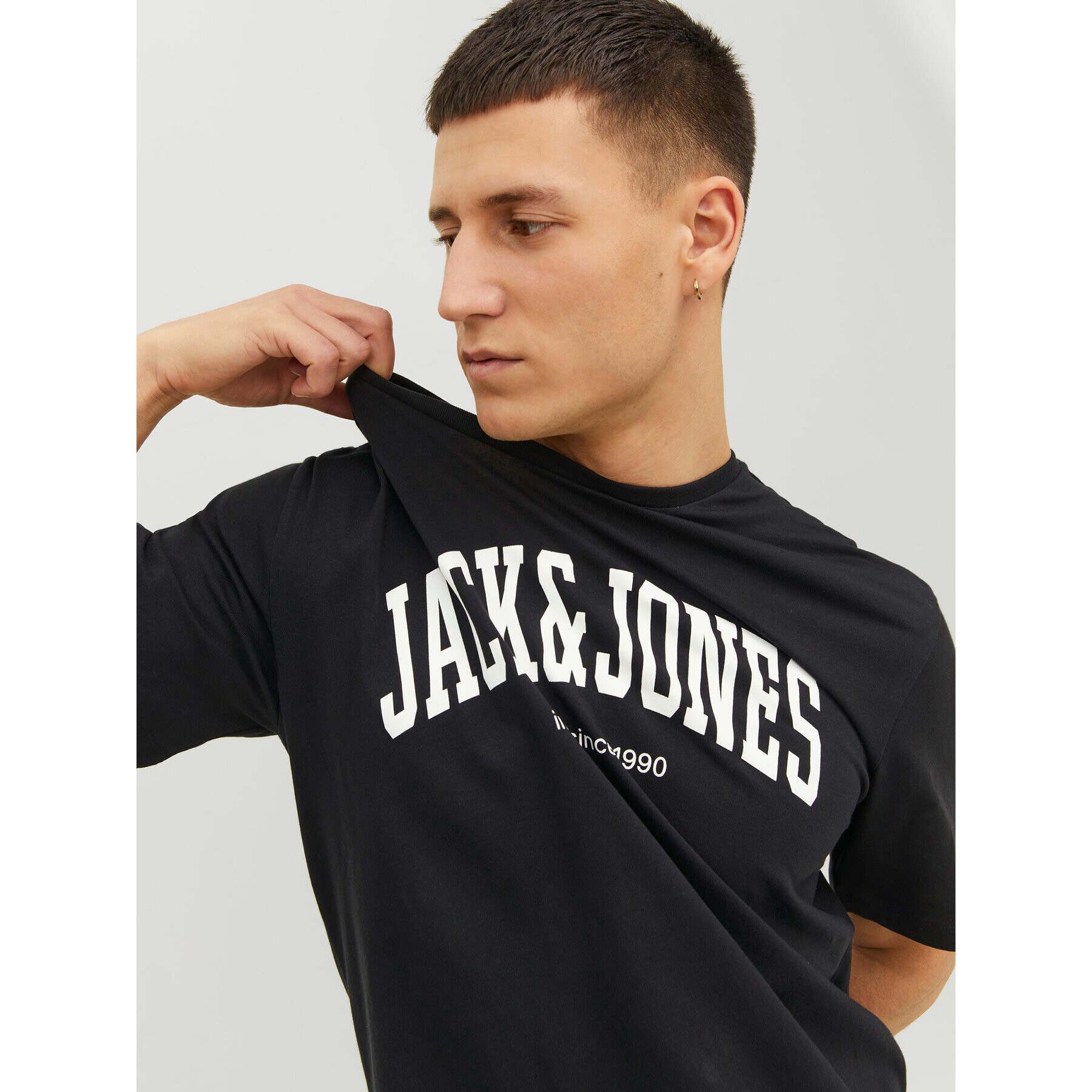 Jack&Jones Tricou Josh 12236514 Negru Relaxed Fit - Pled.ro