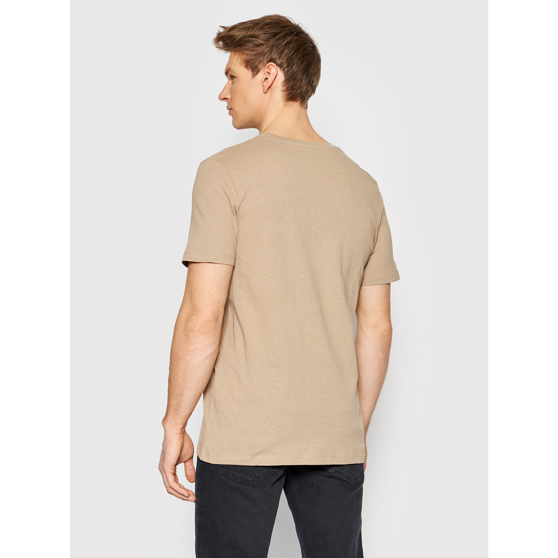 Jack&Jones Tricou Linen Basic 12199713 Bej Regular Fit - Pled.ro