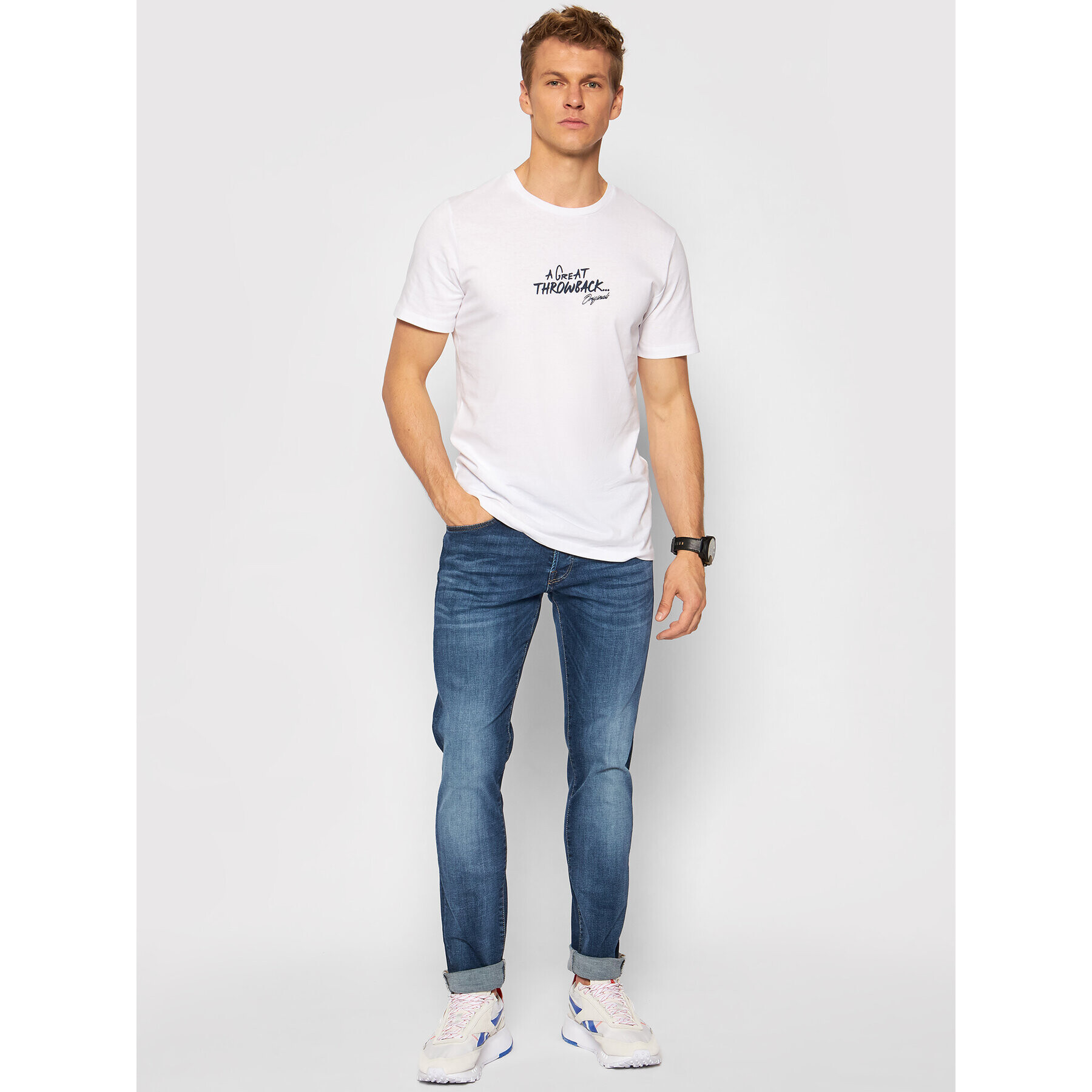 Jack&Jones Tricou Moments 12195920 Alb Standard Fit - Pled.ro