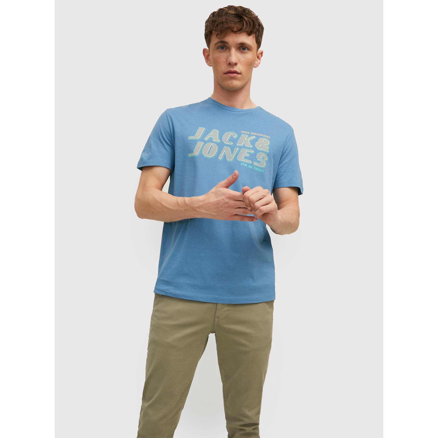 Jack&Jones Tricou Phil 12213764 Albastru Regular Fit - Pled.ro