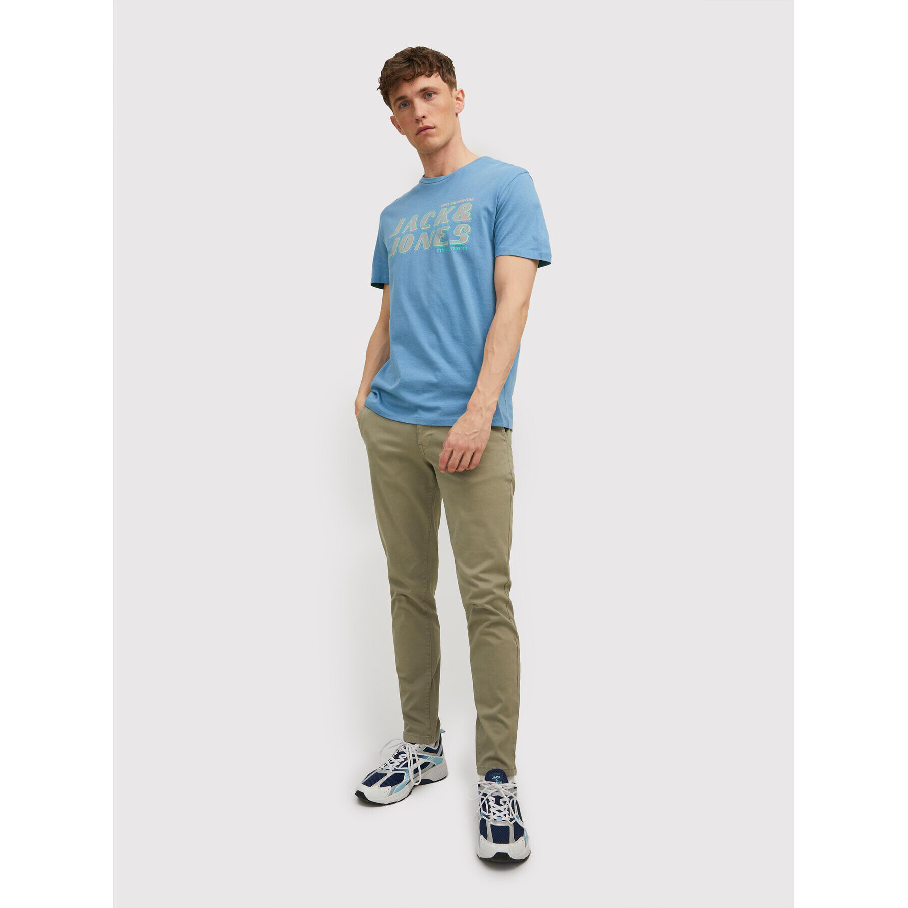 Jack&Jones Tricou Phil 12213764 Albastru Regular Fit - Pled.ro