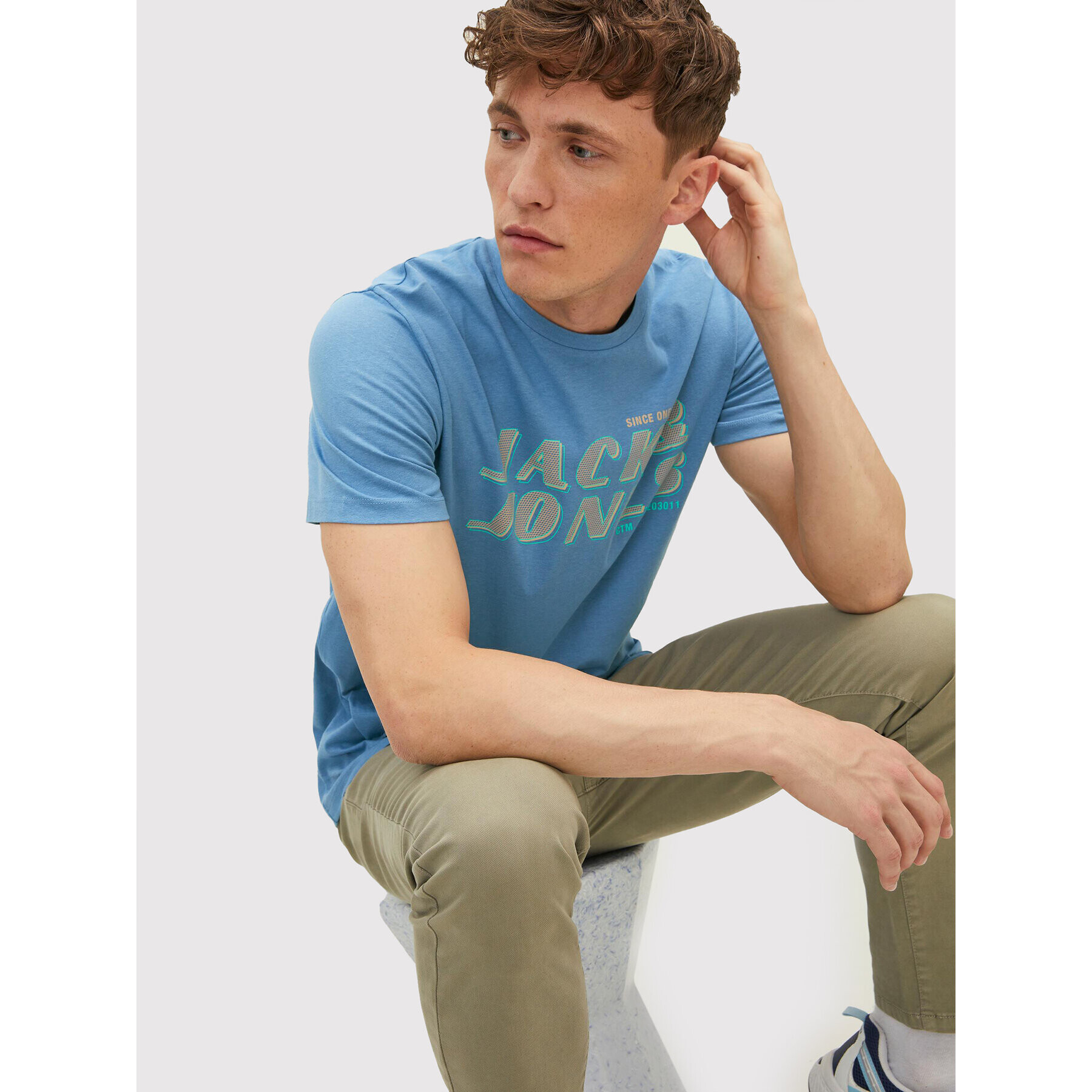 Jack&Jones Tricou Phil 12213764 Albastru Regular Fit - Pled.ro