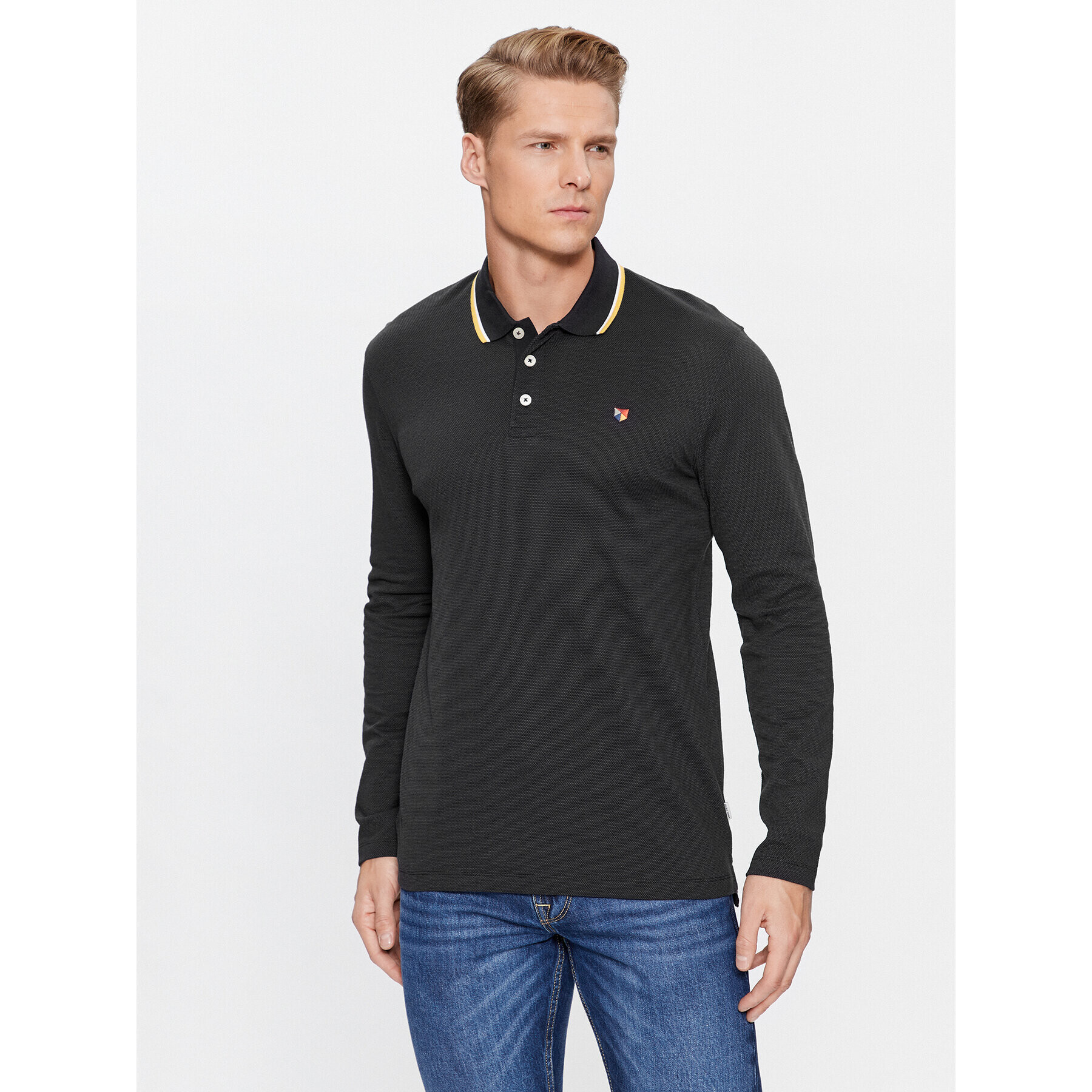 Jack&Jones Tricou polo 12174038 Negru Regular Fit - Pled.ro