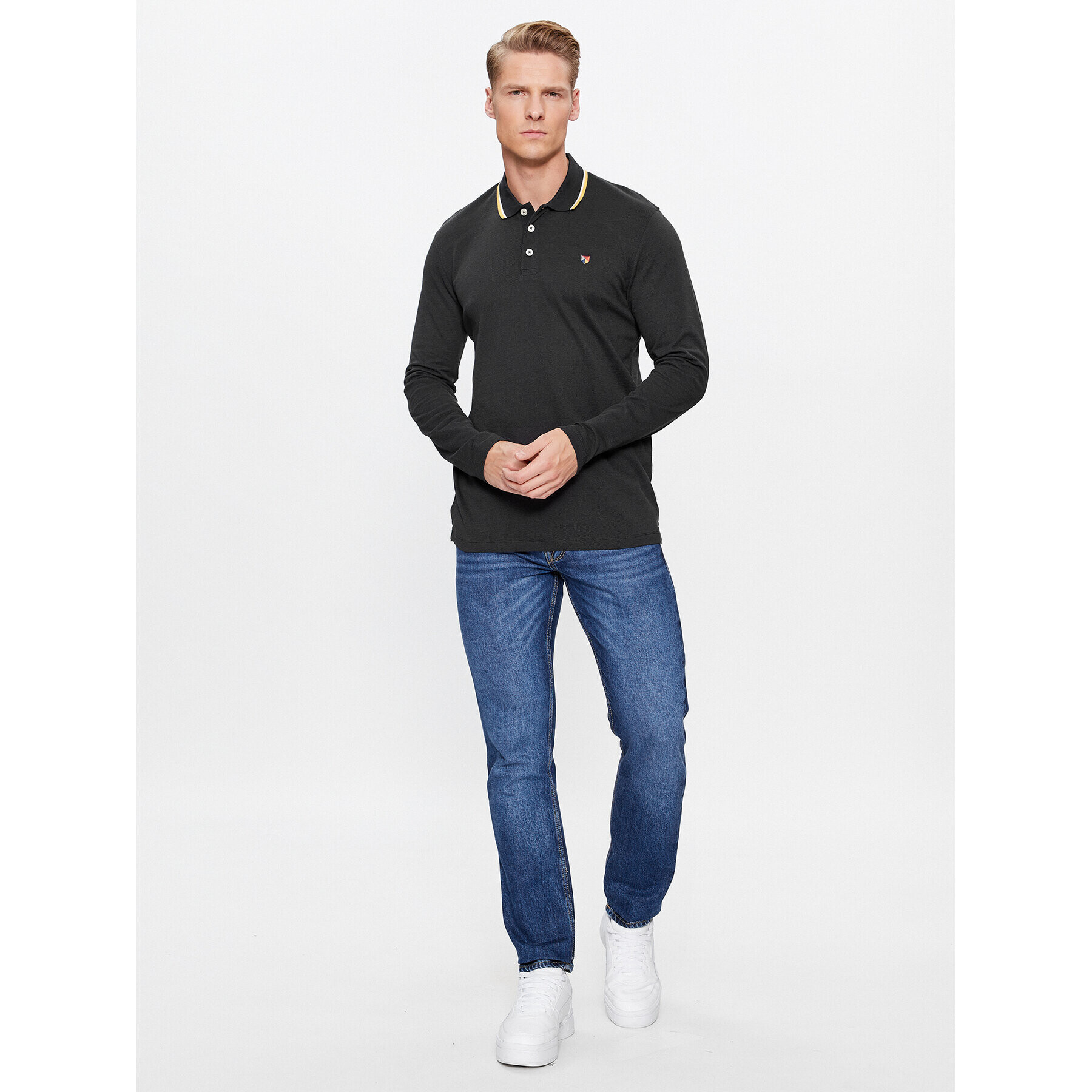 Jack&Jones Tricou polo 12174038 Negru Regular Fit - Pled.ro