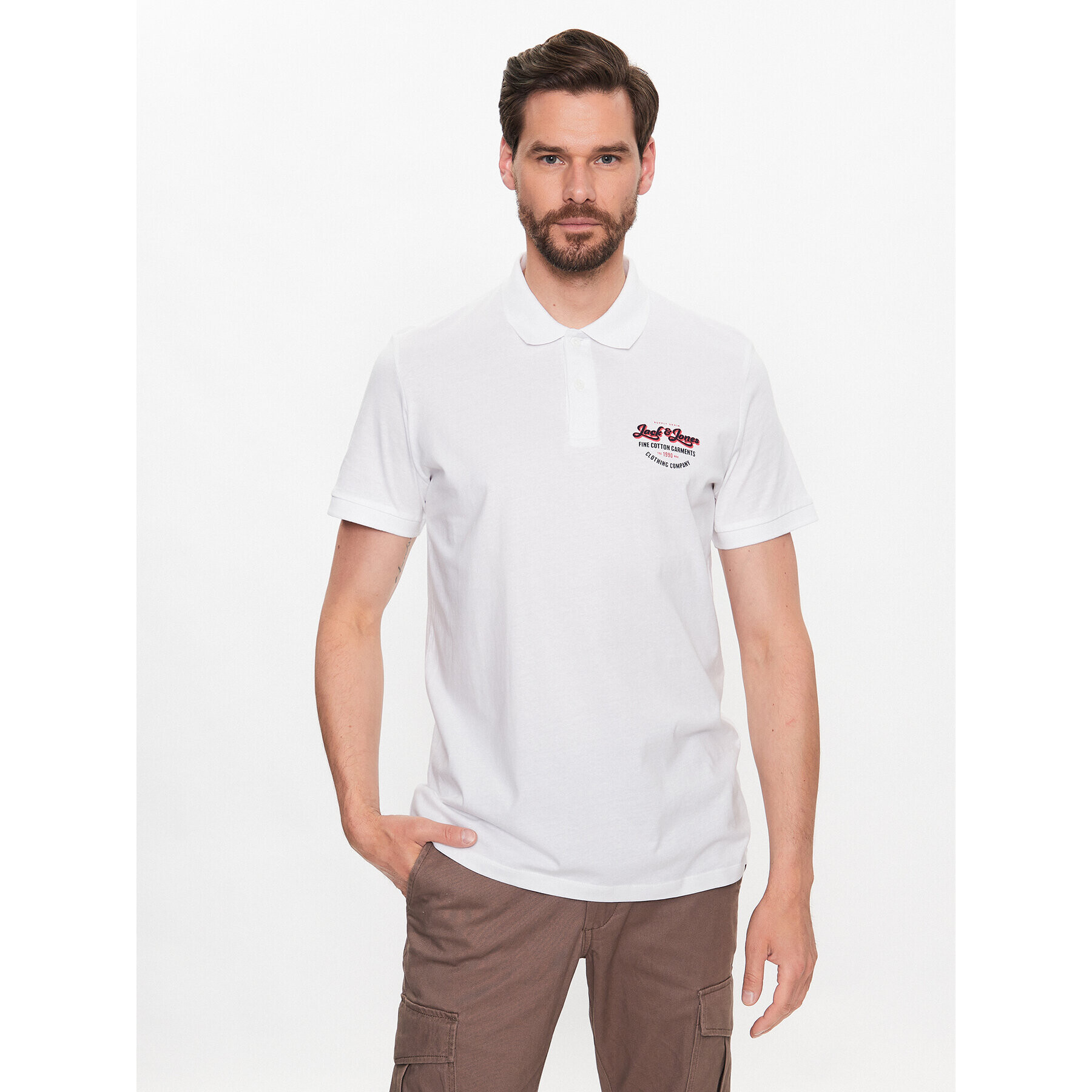 Jack&Jones Tricou polo Andy 12223714 Alb Regular Fit - Pled.ro