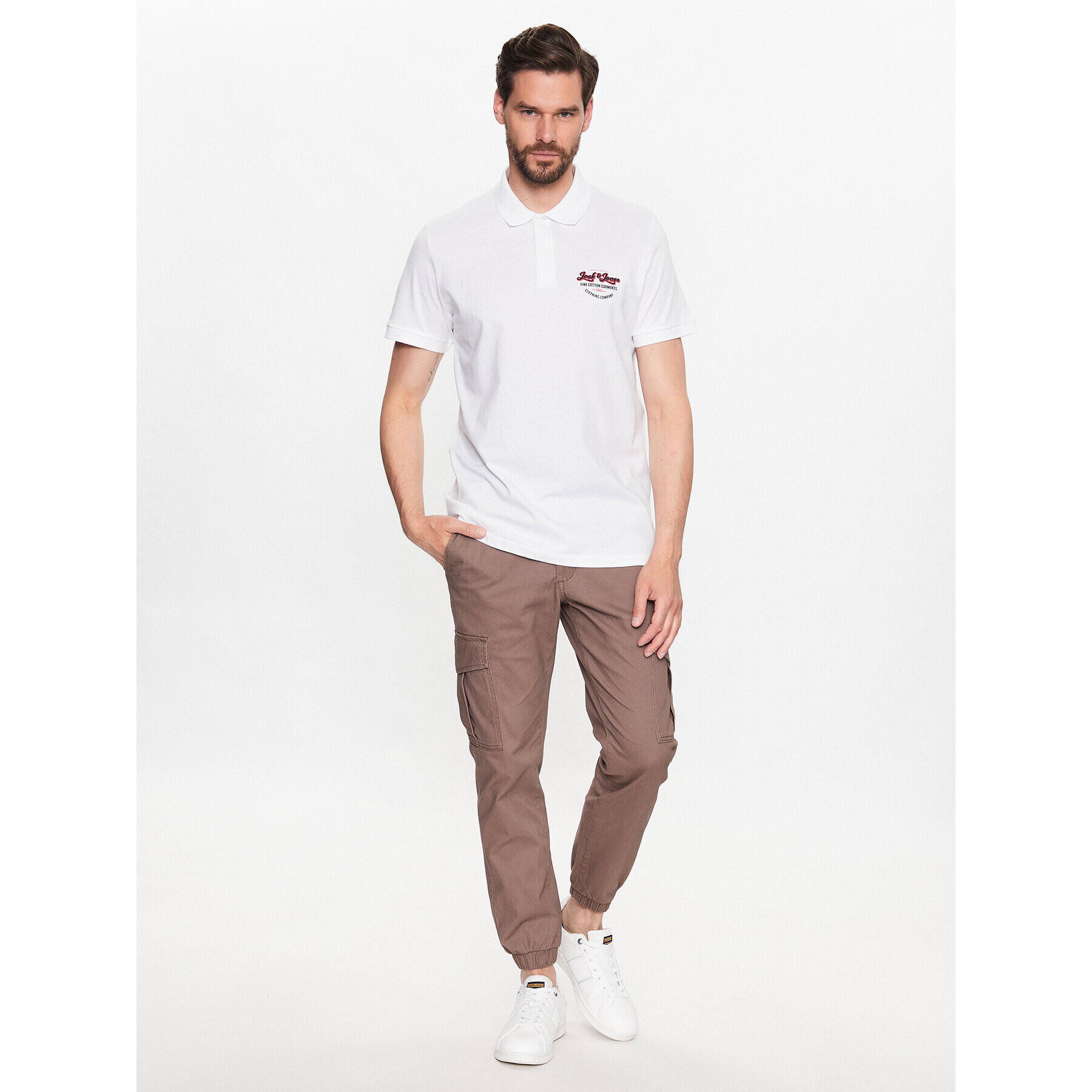 Jack&Jones Tricou polo Andy 12223714 Alb Regular Fit - Pled.ro