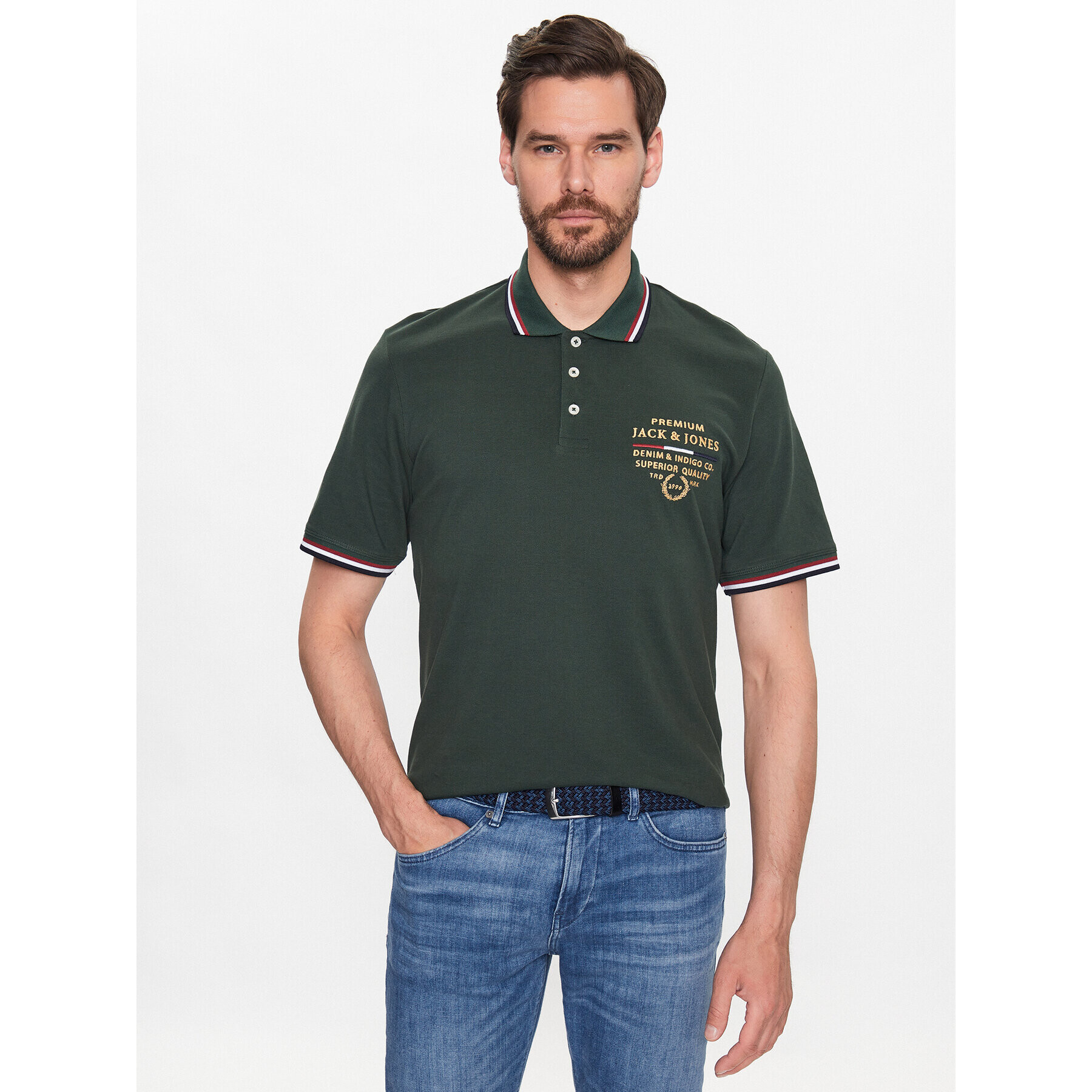 Jack&Jones Tricou polo Lucas 12236306 Verde Regular Fit - Pled.ro