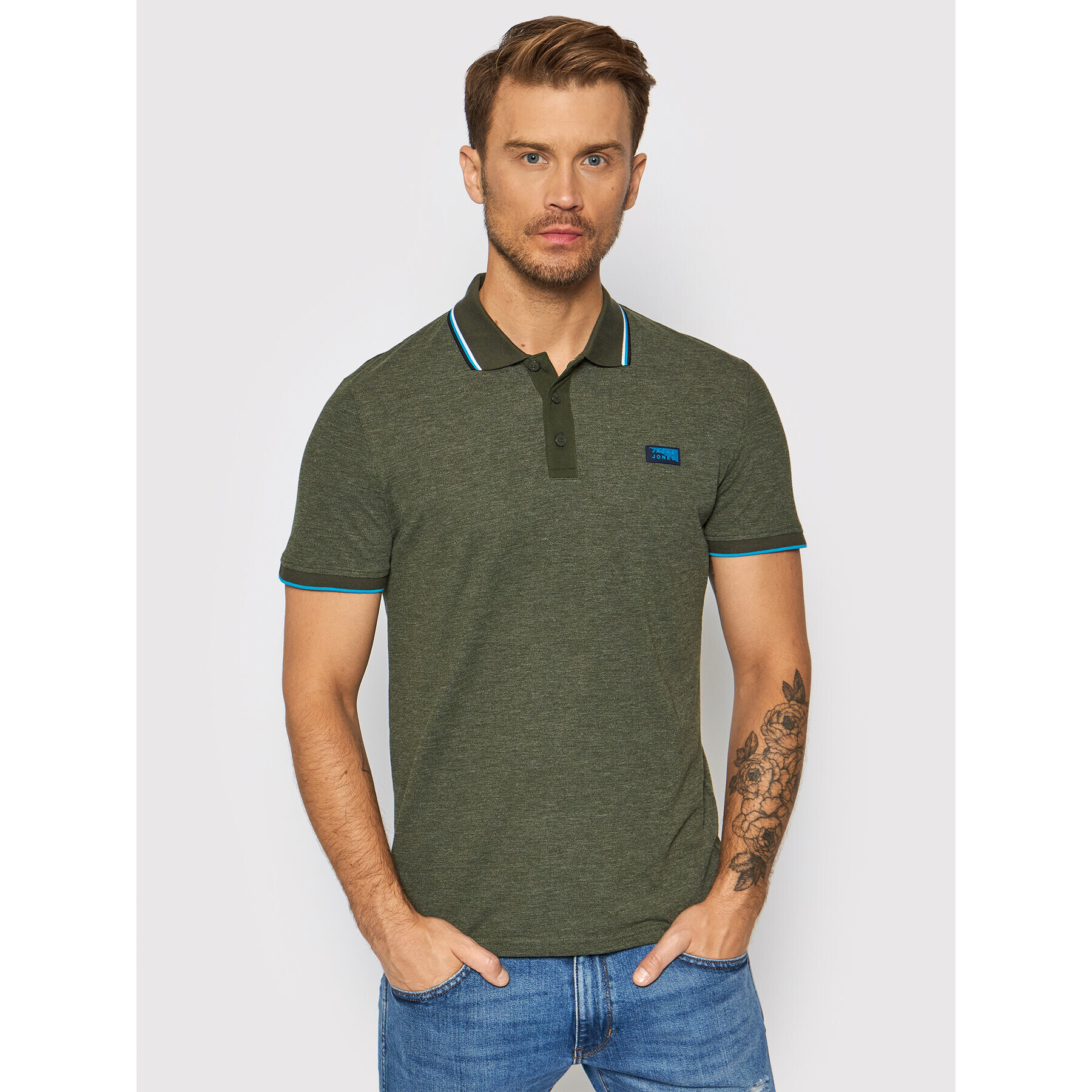 Jack&Jones Tricou polo Charming 12187924 Verde Regular Fit - Pled.ro