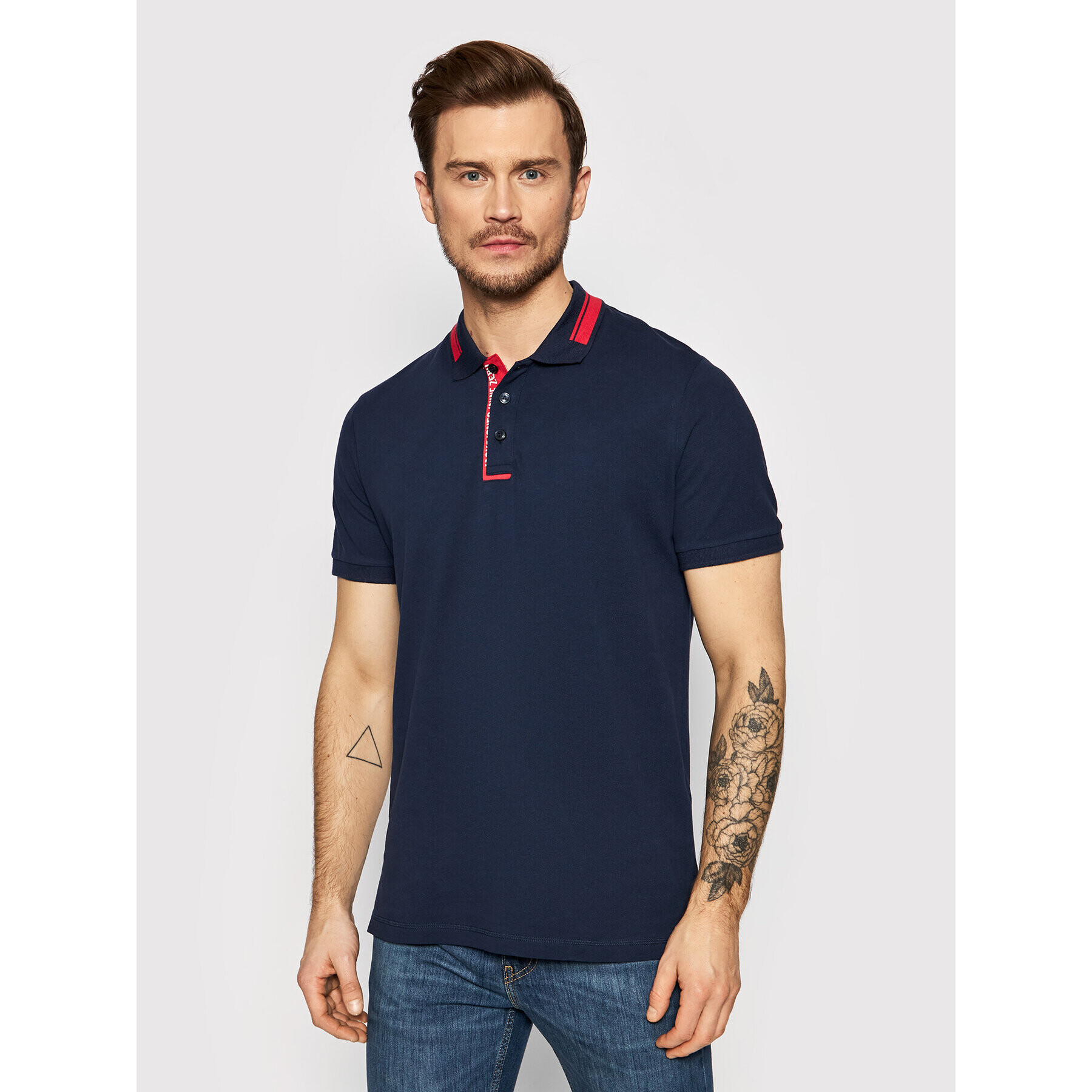 Jack&Jones Tricou polo Cut 12200444 Bleumarin Regular Fit - Pled.ro